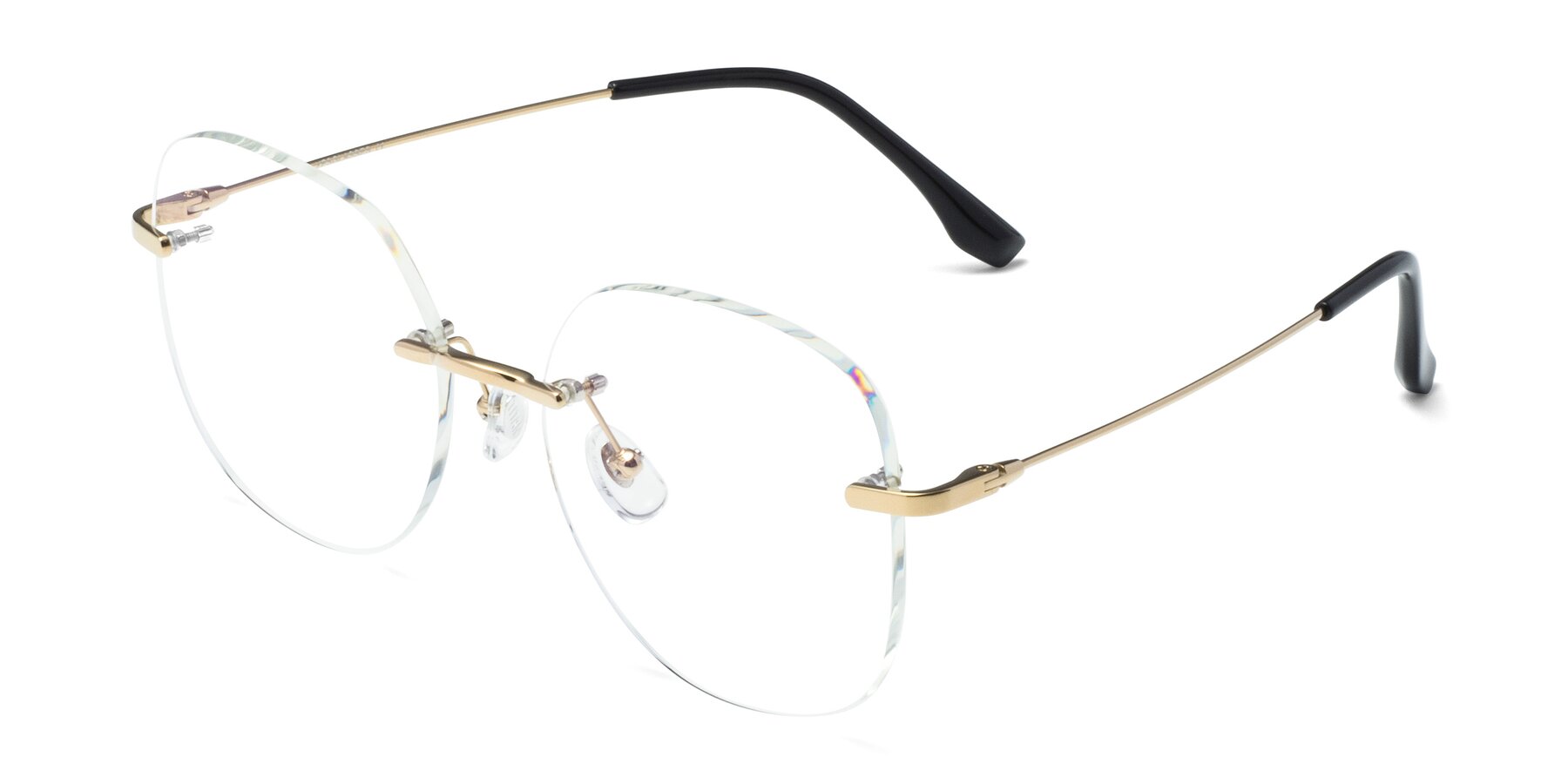 Angle of 1960S in Gold with Clear Blue Light Blocking Lenses