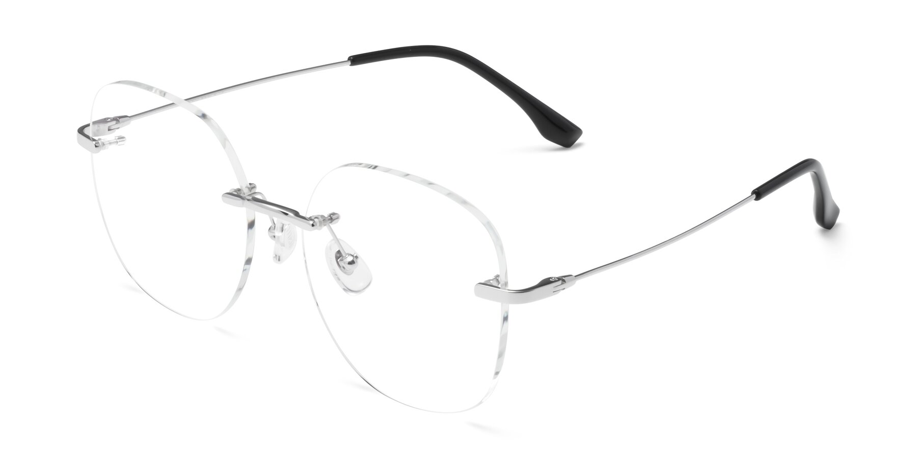 Angle of 1960S in Silver with Clear Eyeglass Lenses