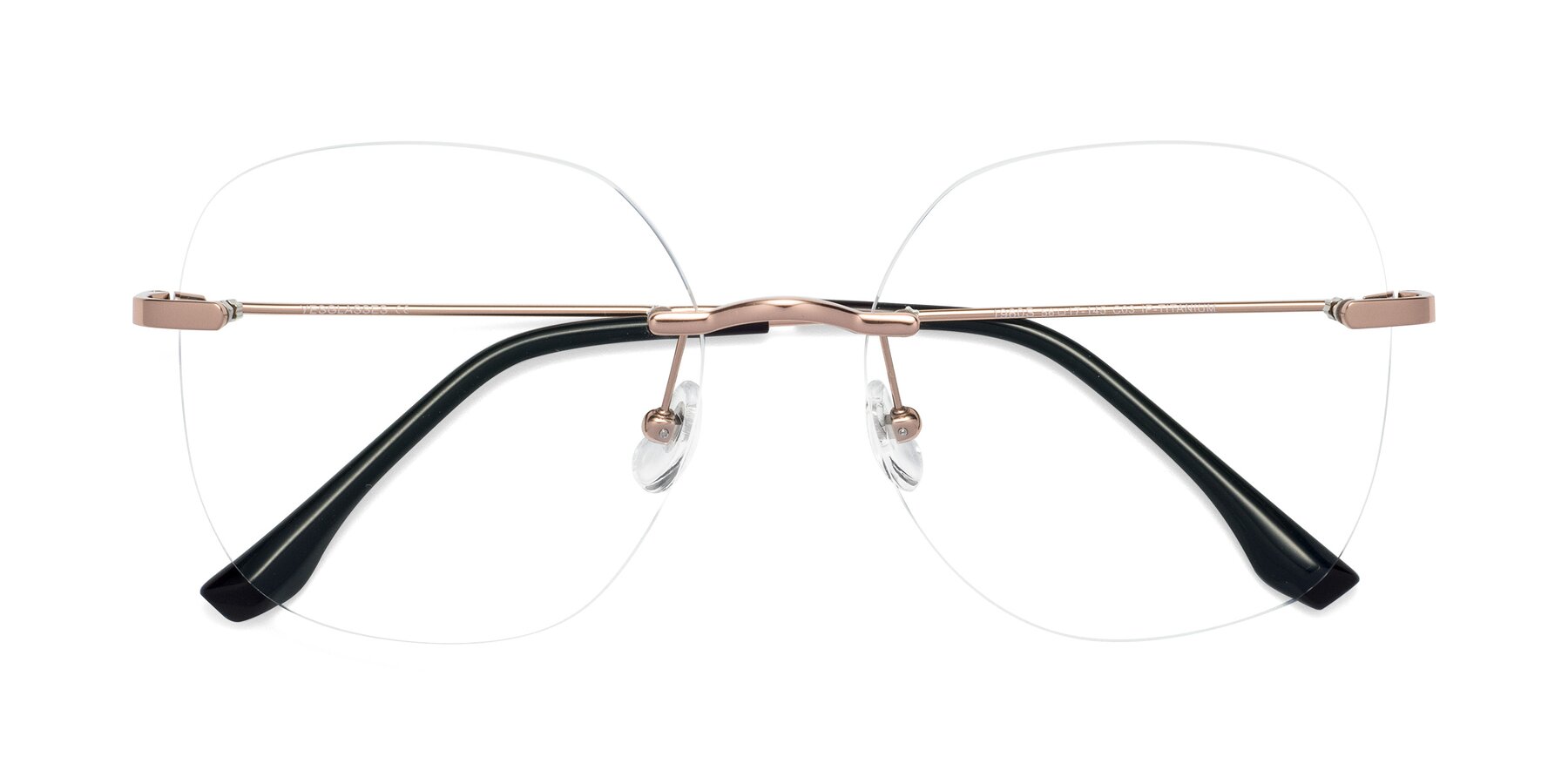 Folded Front of 1960S in Rose Gold with Clear Blue Light Blocking Lenses