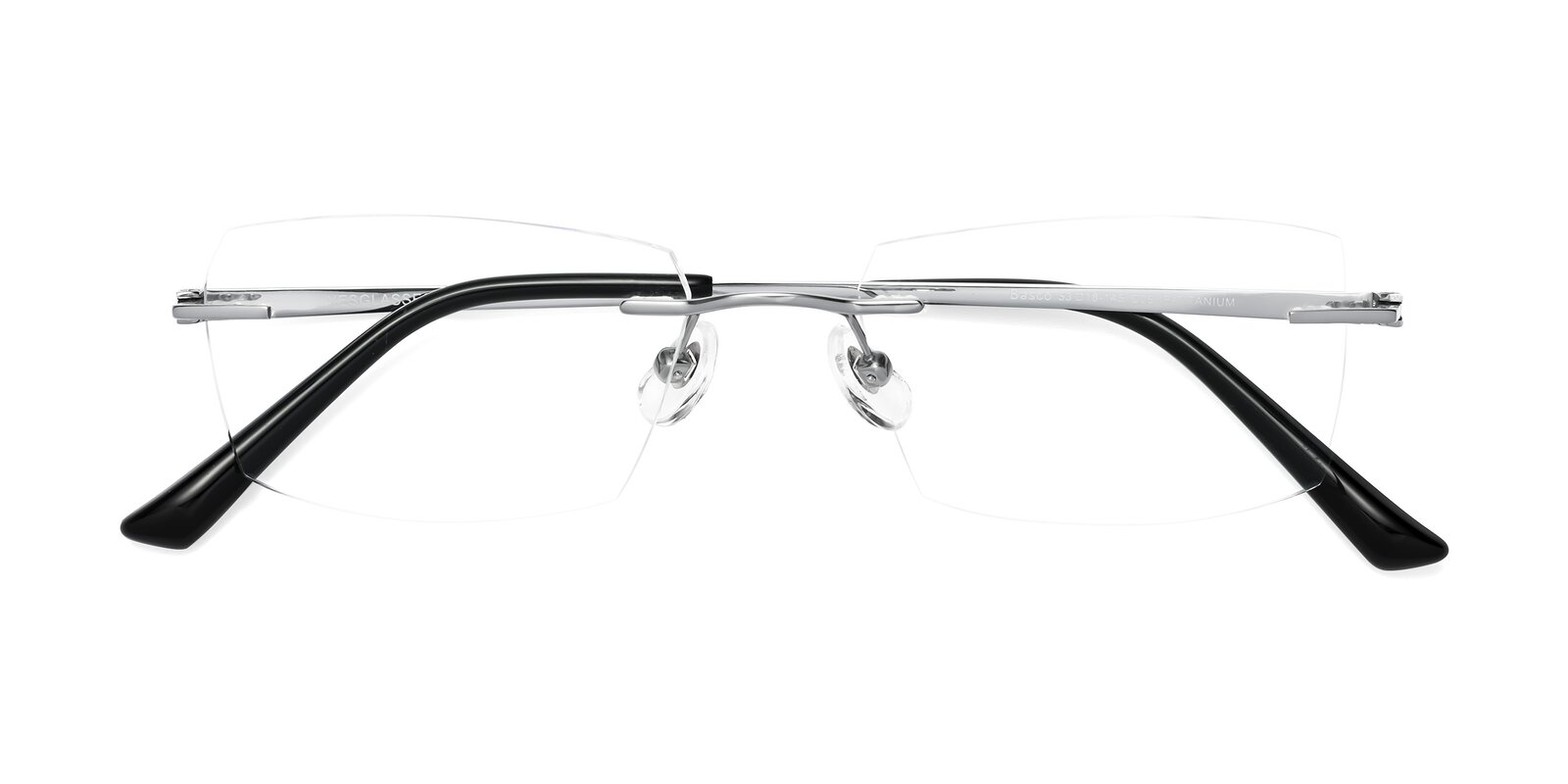 Silver Classic Rectangle Rimless Eyeglasses Basco