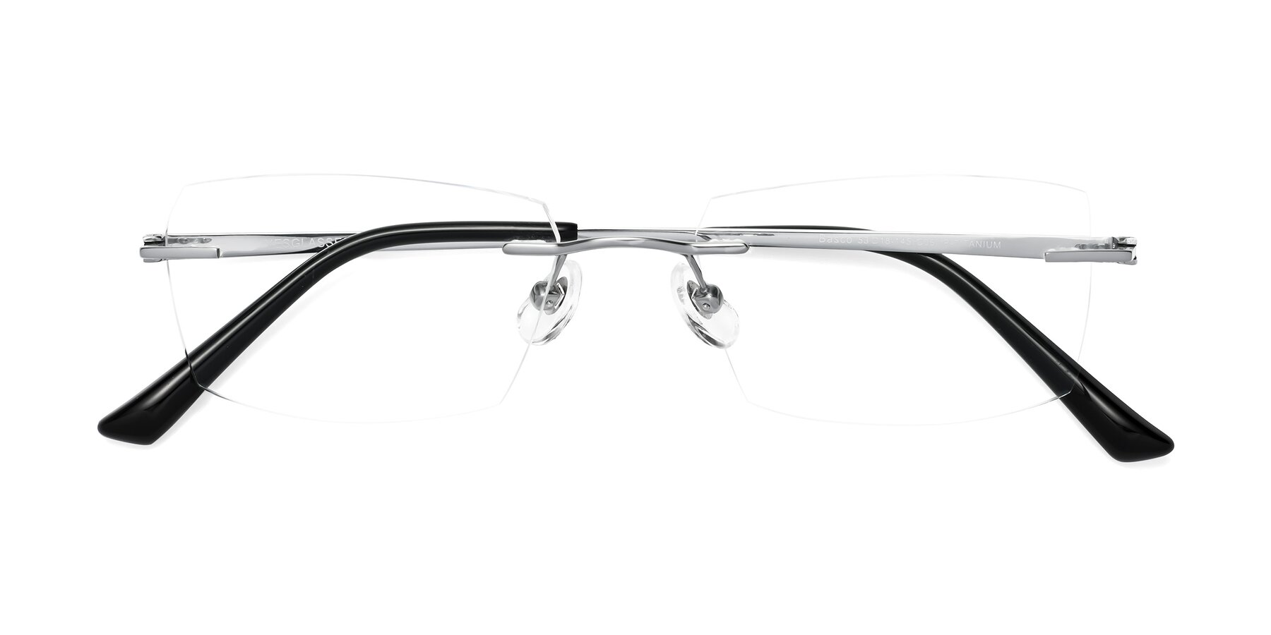 Folded Front of Basco in Silver with Clear Blue Light Blocking Lenses