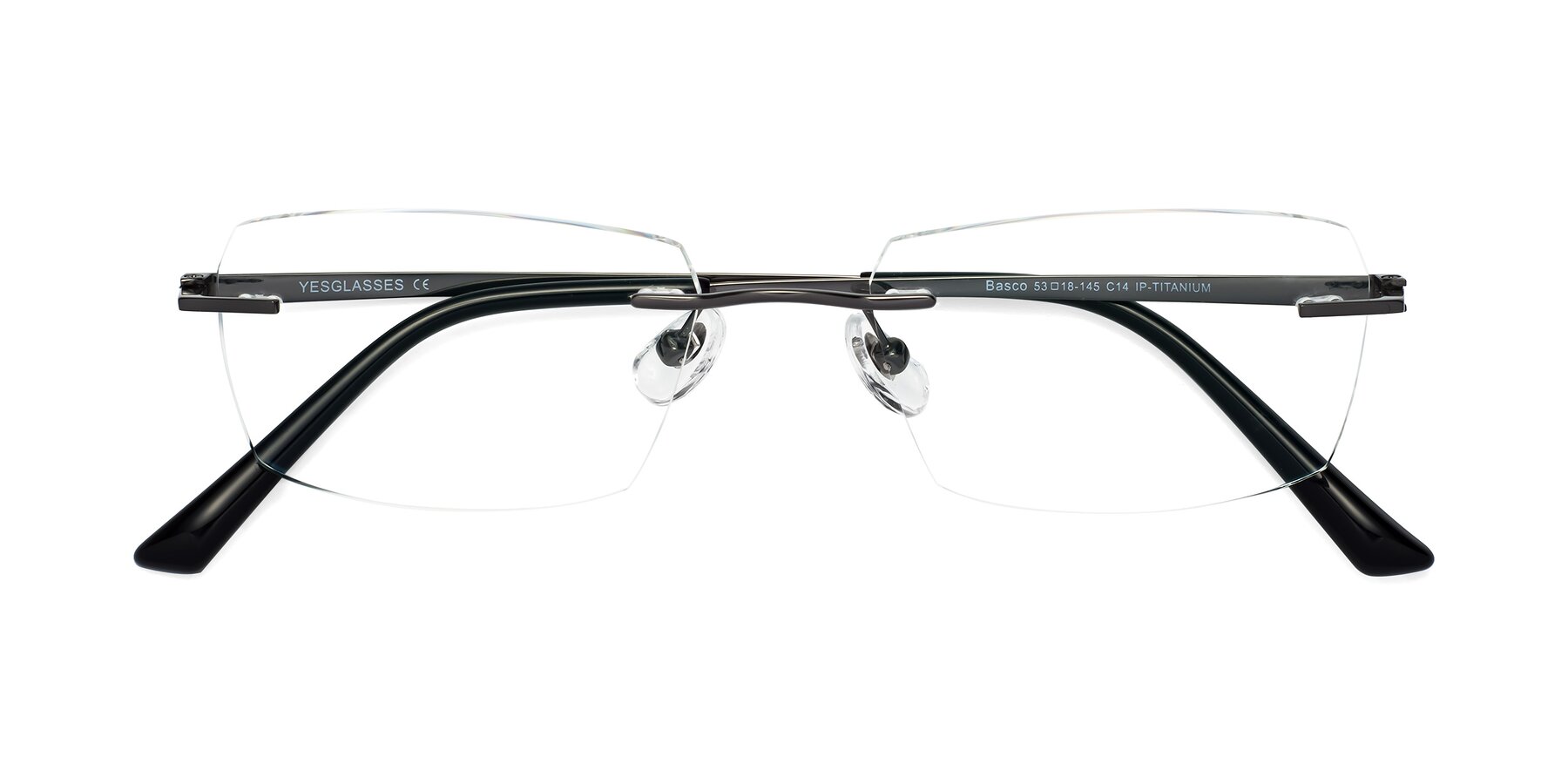 Folded Front of Basco in Gunmetal with Clear Blue Light Blocking Lenses