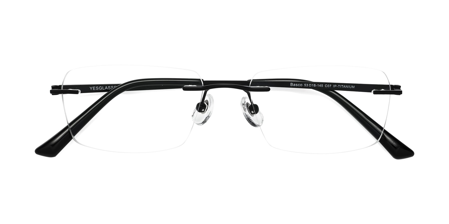 Folded Front of Basco in Black with Clear Reading Eyeglass Lenses