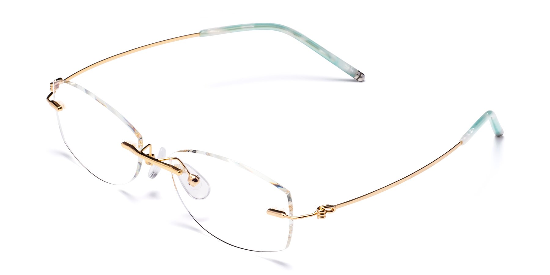 Angle of 8587A in Gold-Green with Clear Blue Light Blocking Lenses