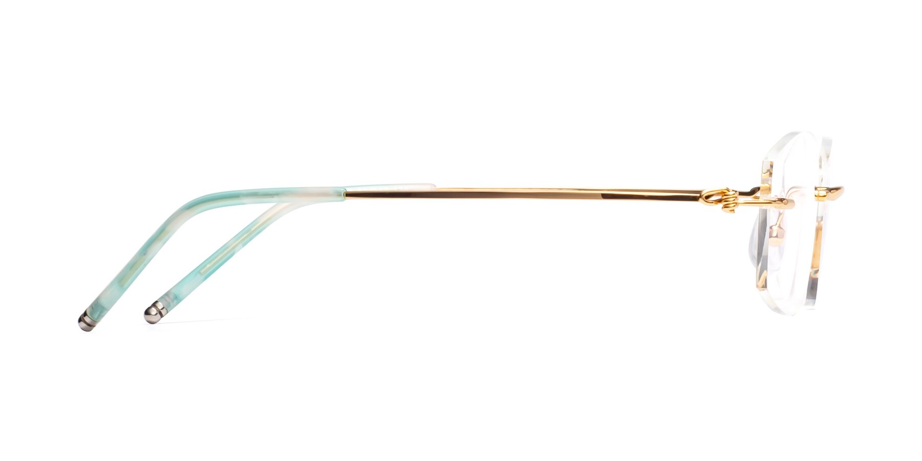Side of 8587A in Gold-Green with Clear Eyeglass Lenses