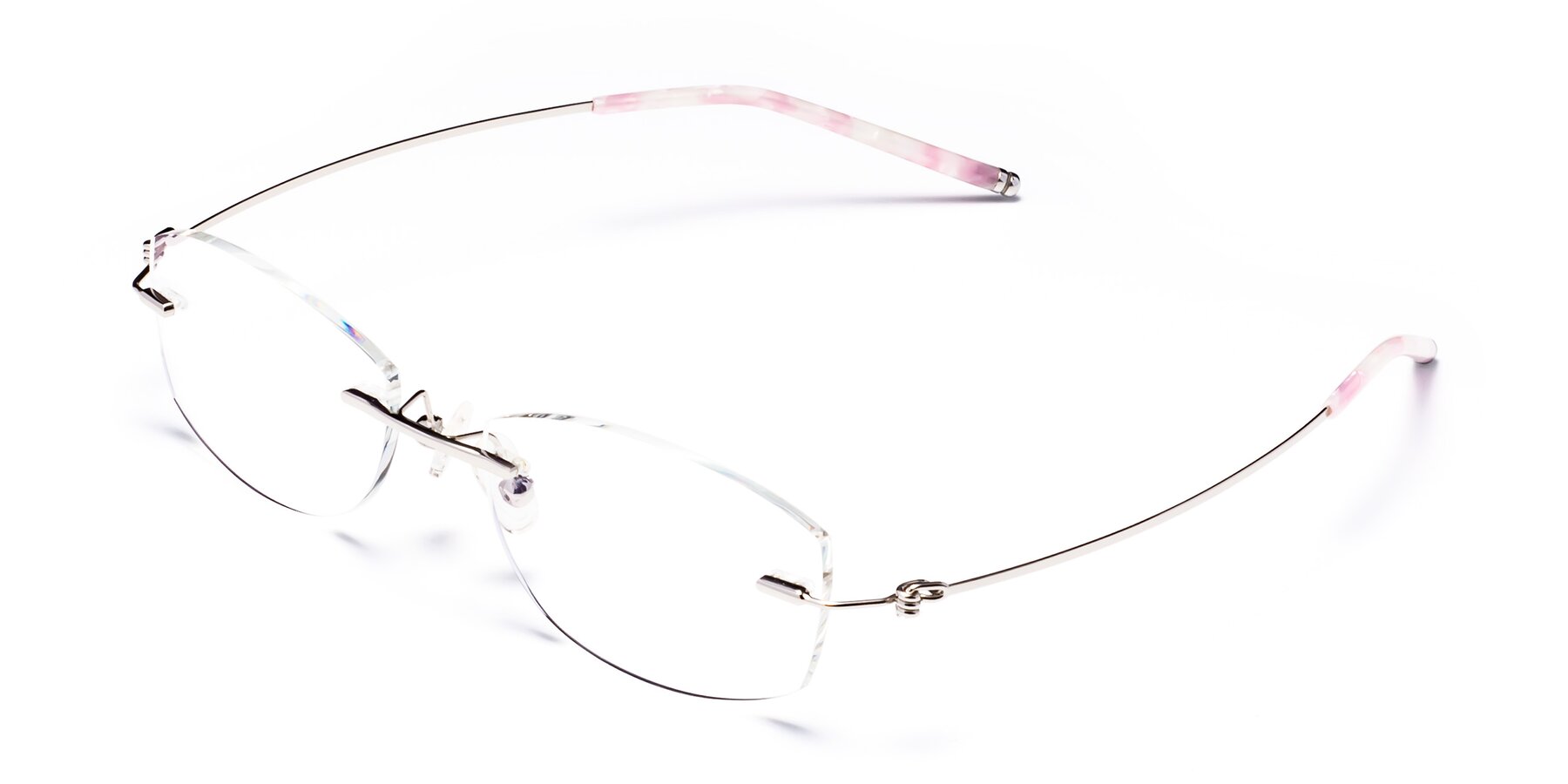 Angle of 8587A in Silver-Pink with Clear Reading Eyeglass Lenses