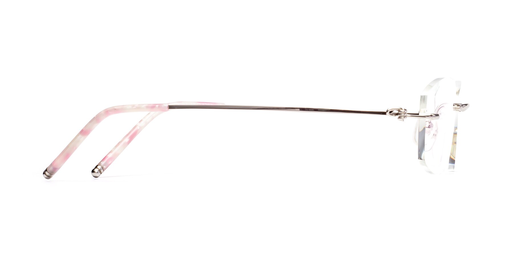 Side of 8587A in Silver-Pink with Clear Reading Eyeglass Lenses