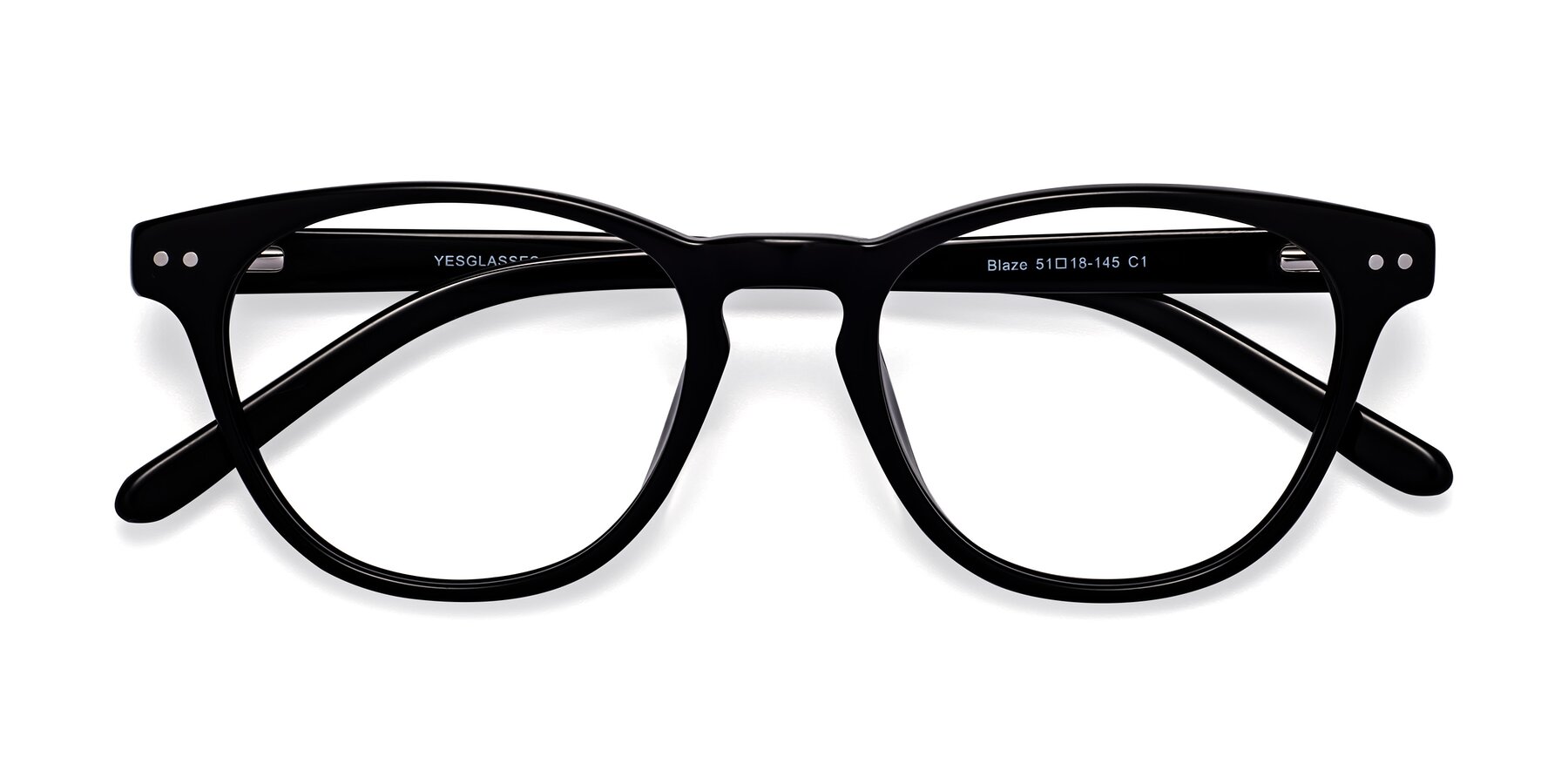 Folded Front of Blaze in Black with Clear Reading Eyeglass Lenses