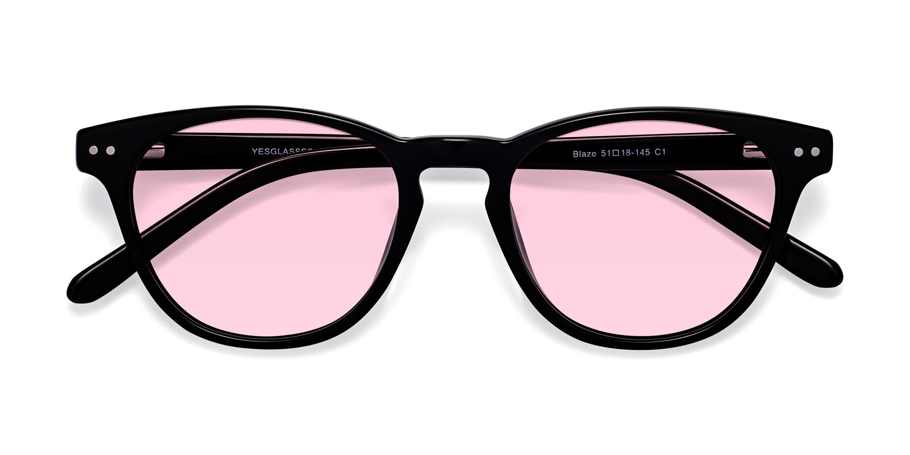 Folded Front of Blaze in Black with Light Pink Tinted Lenses