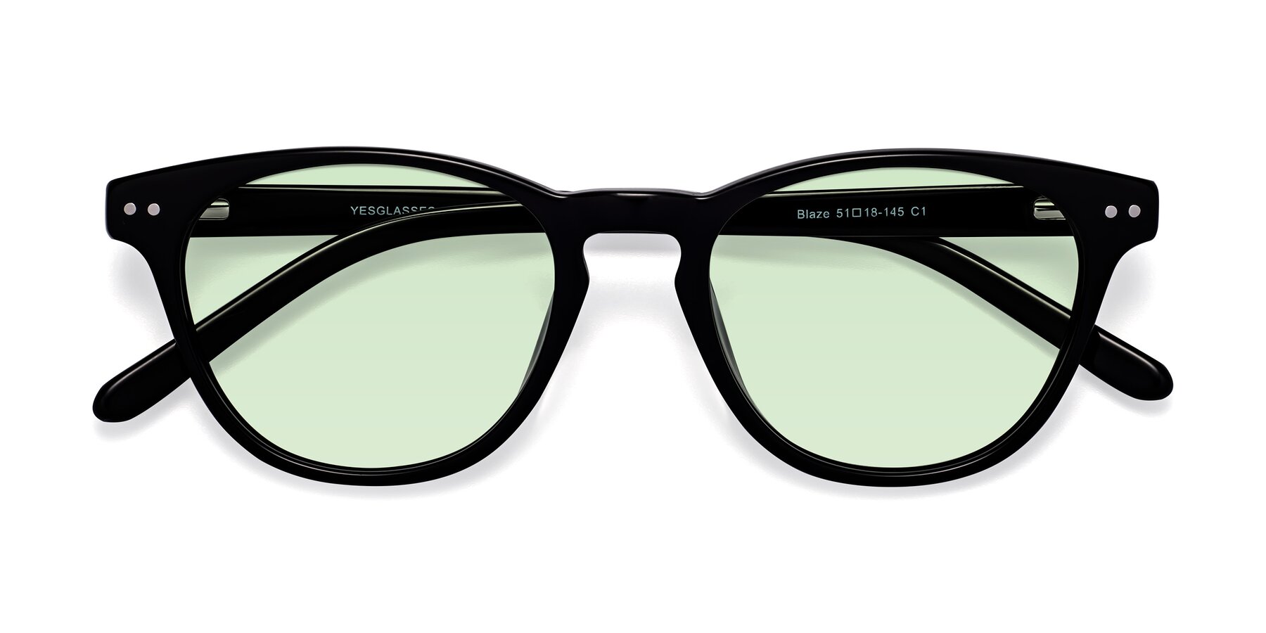 Folded Front of Blaze in Black with Light Green Tinted Lenses