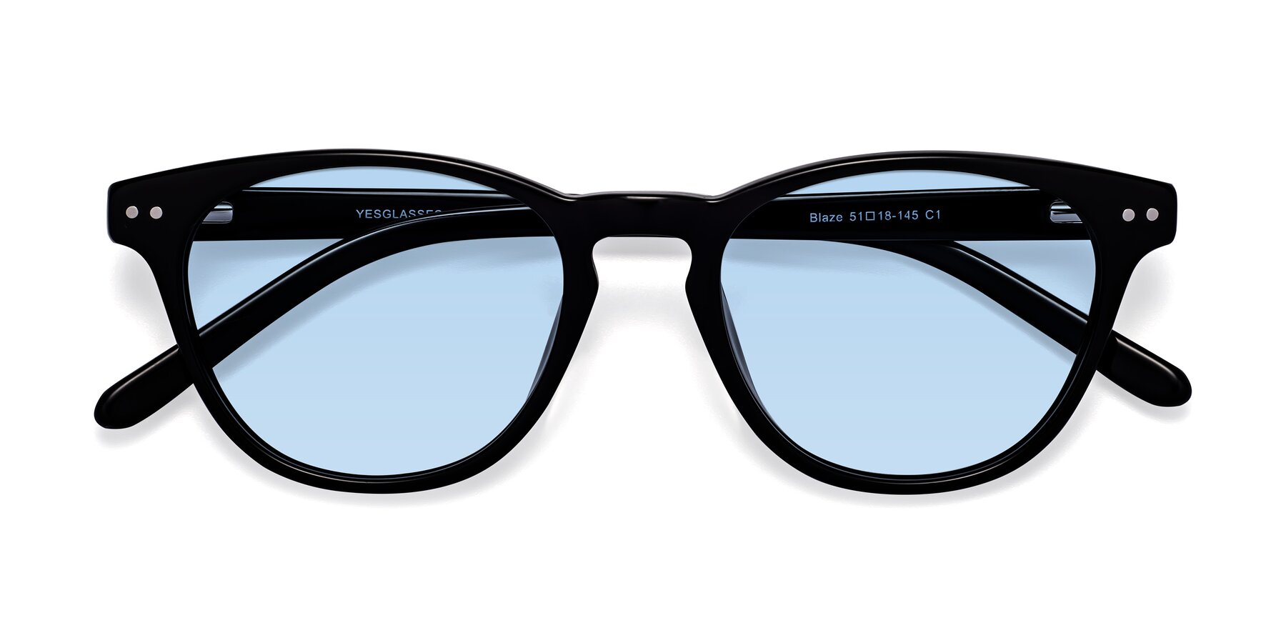 Folded Front of Blaze in Black with Light Blue Tinted Lenses