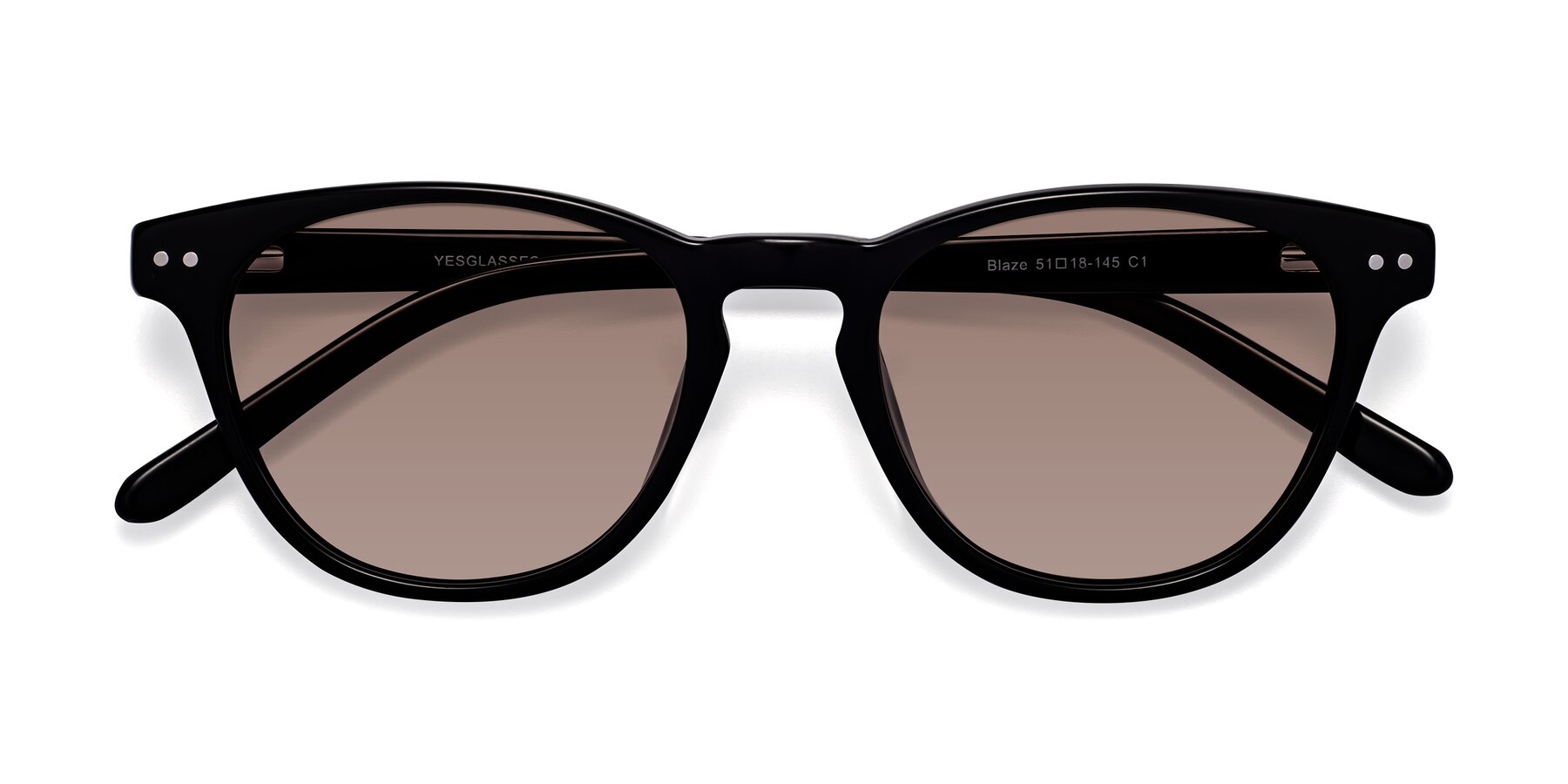 Folded Front of Blaze in Black with Medium Brown Tinted Lenses