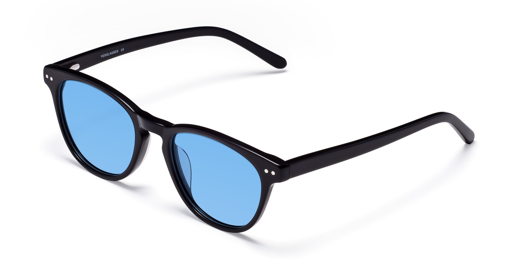 Angle of Blaze in Black with Medium Blue Tinted Lenses
