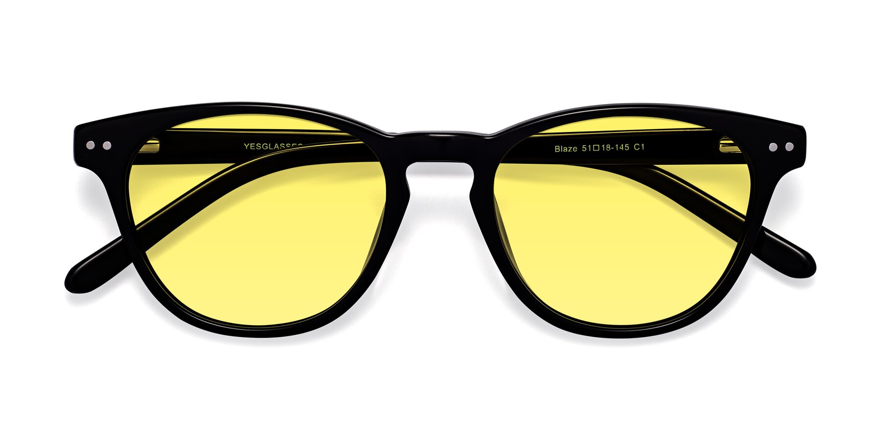 Folded Front of Blaze in Black with Medium Yellow Tinted Lenses