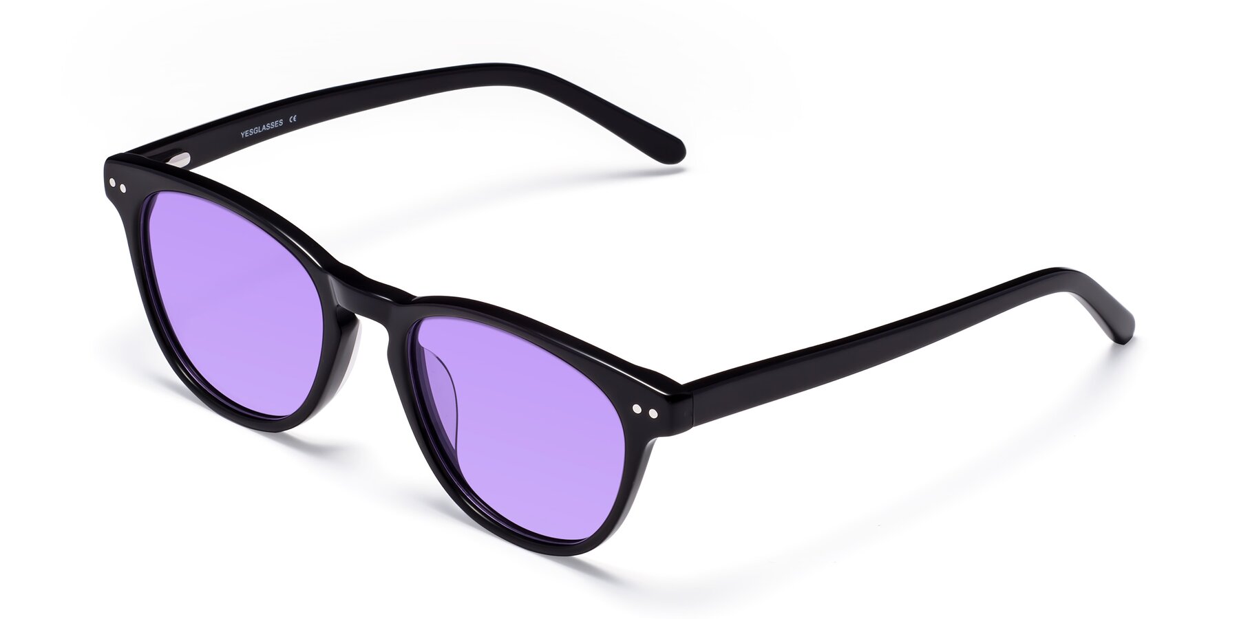 Angle of Blaze in Black with Medium Purple Tinted Lenses