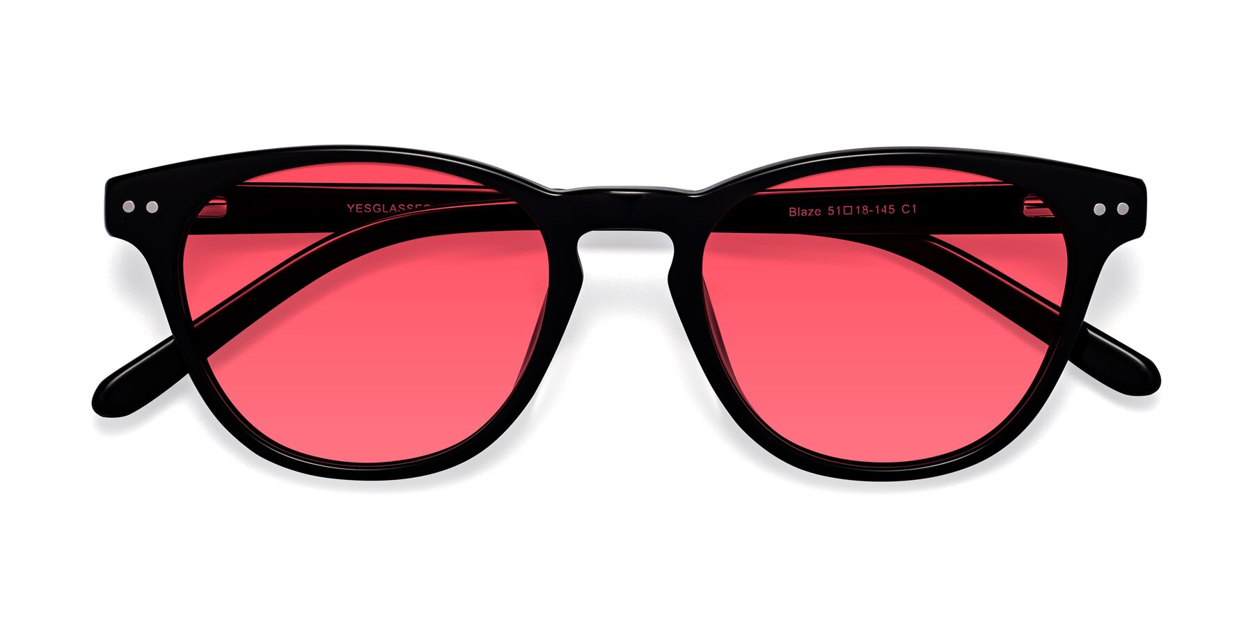 Folded Front of Blaze in Black with Red Tinted Lenses