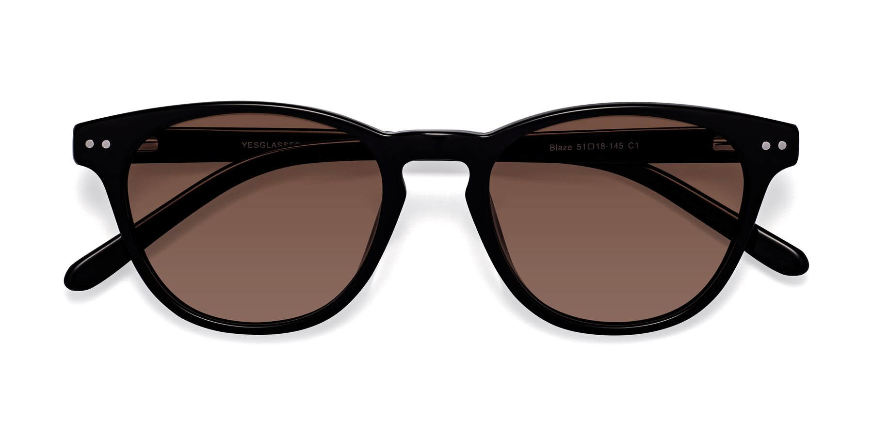 Folded Front of Blaze in Black with Brown Tinted Lenses