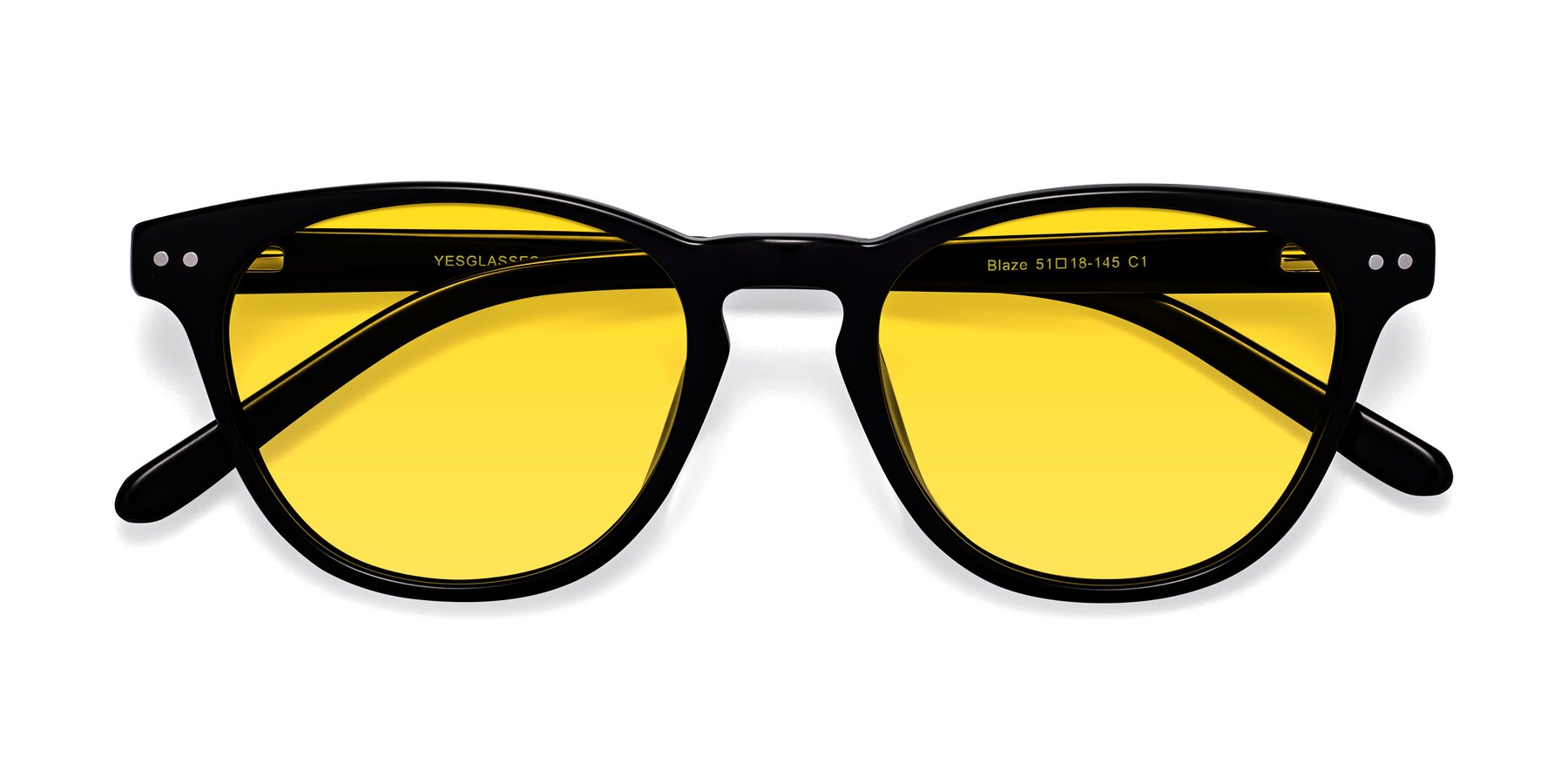 Folded Front of Blaze in Black with Yellow Tinted Lenses