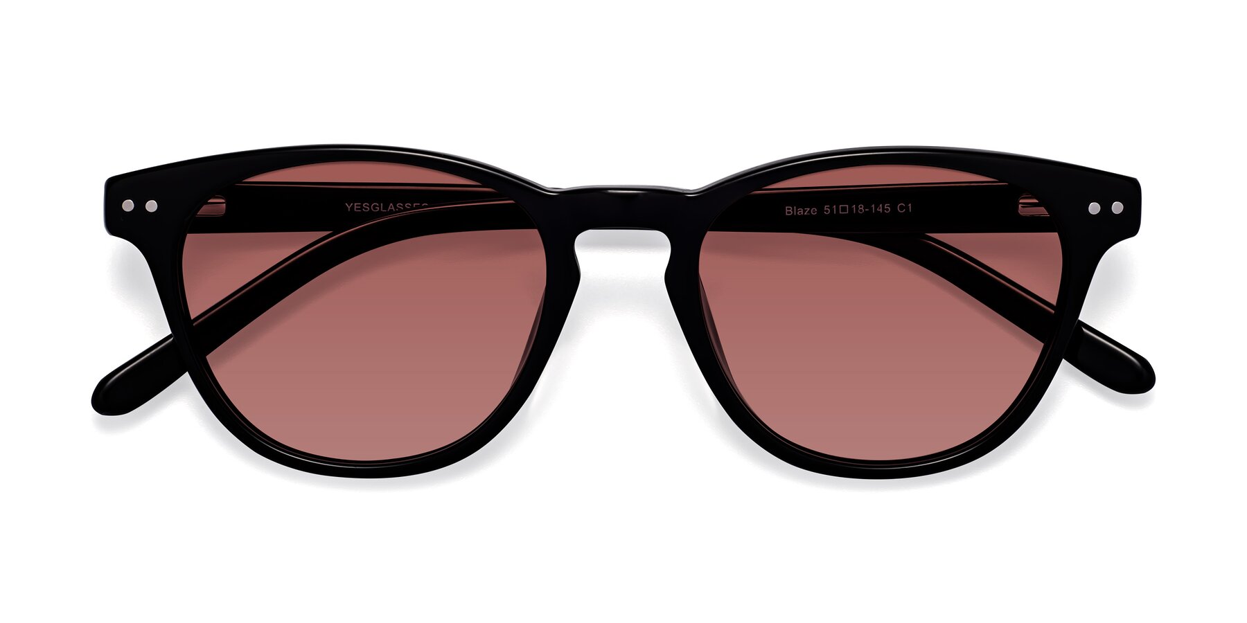 Folded Front of Blaze in Black with Garnet Tinted Lenses