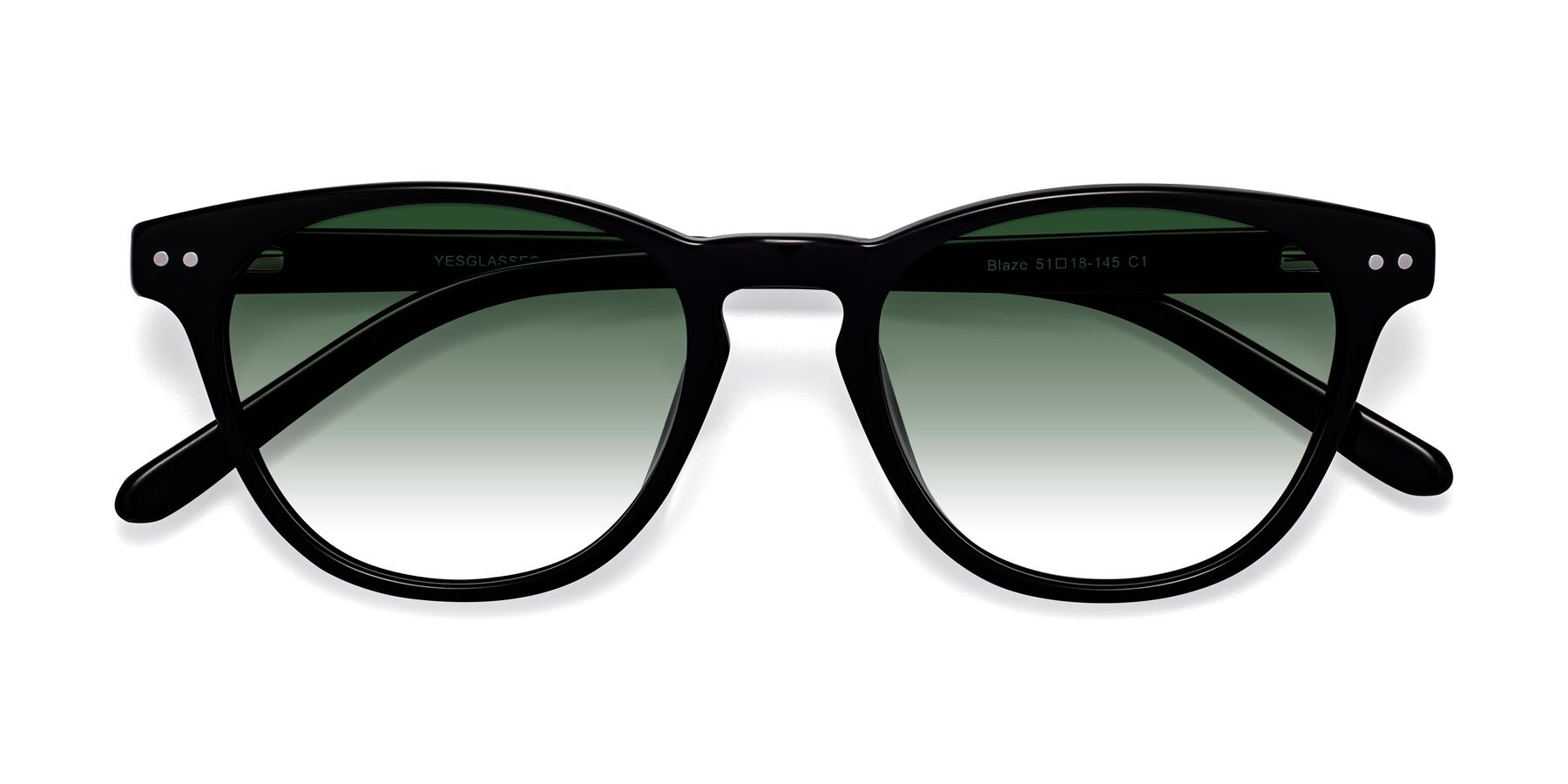 Folded Front of Blaze in Black with Green Gradient Lenses
