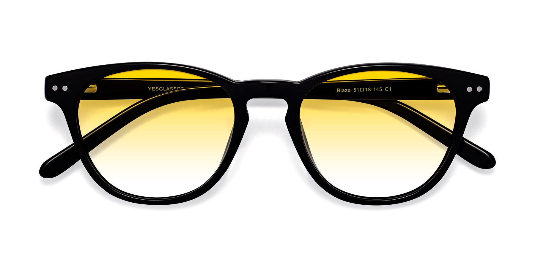 Folded Front of Blaze in Black with Yellow Gradient Lenses