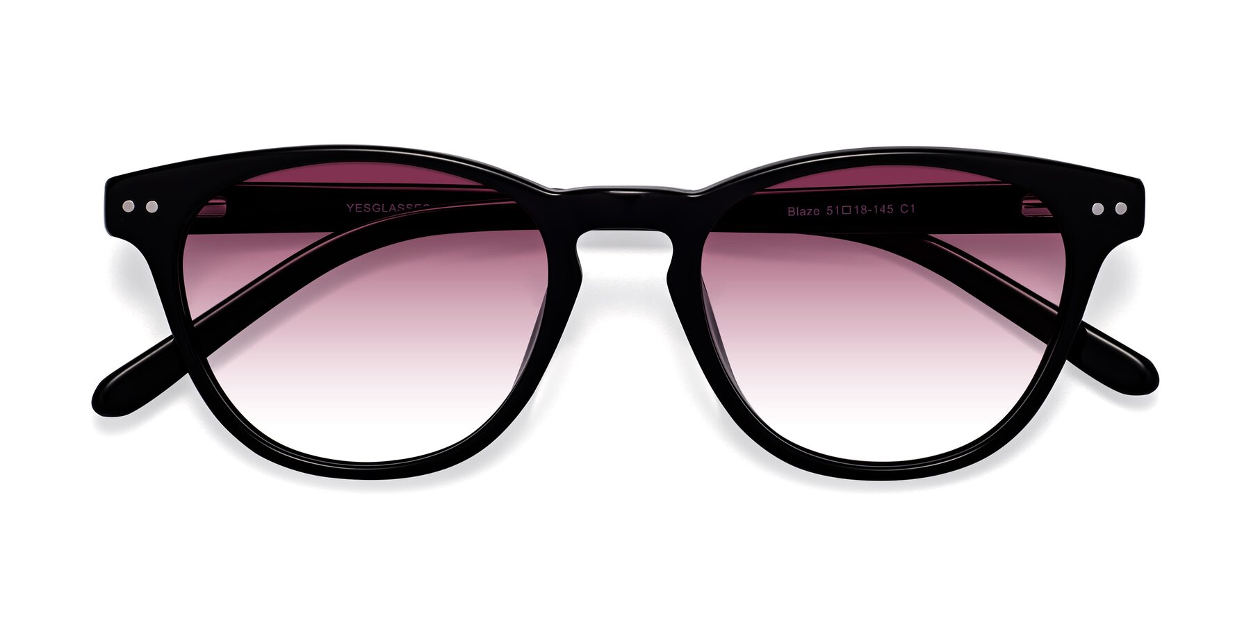 Folded Front of Blaze in Black with Wine Gradient Lenses