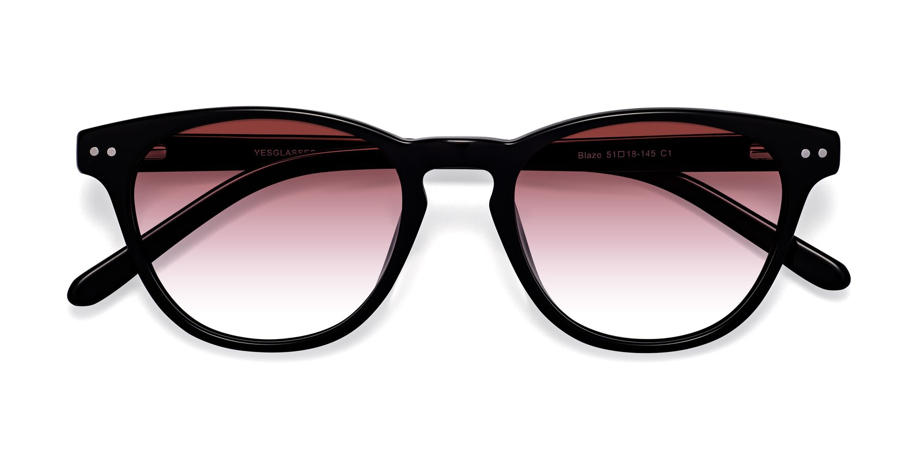 Folded Front of Blaze in Black with Garnet Gradient Lenses