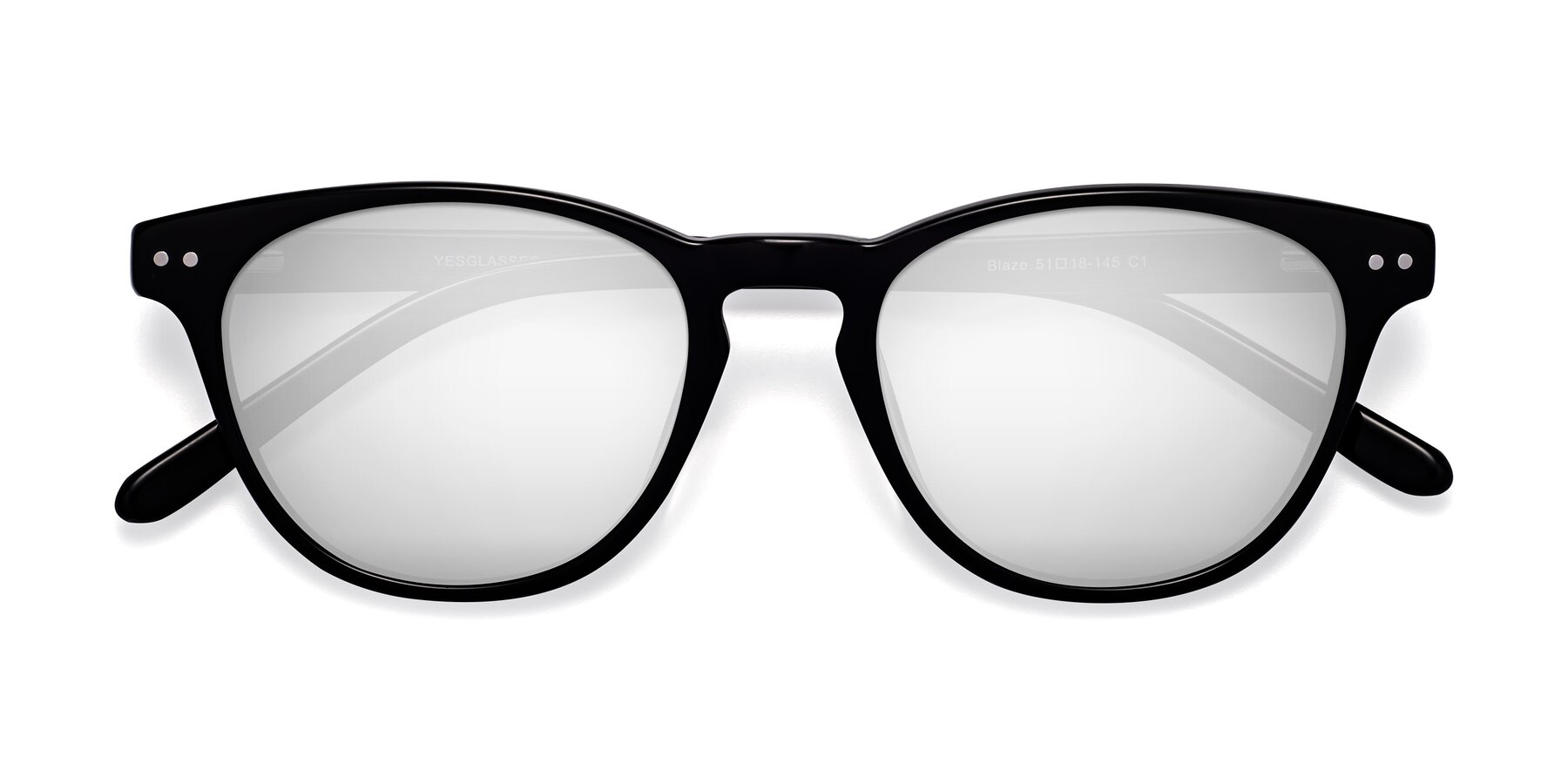 Folded Front of Blaze in Black with Silver Mirrored Lenses