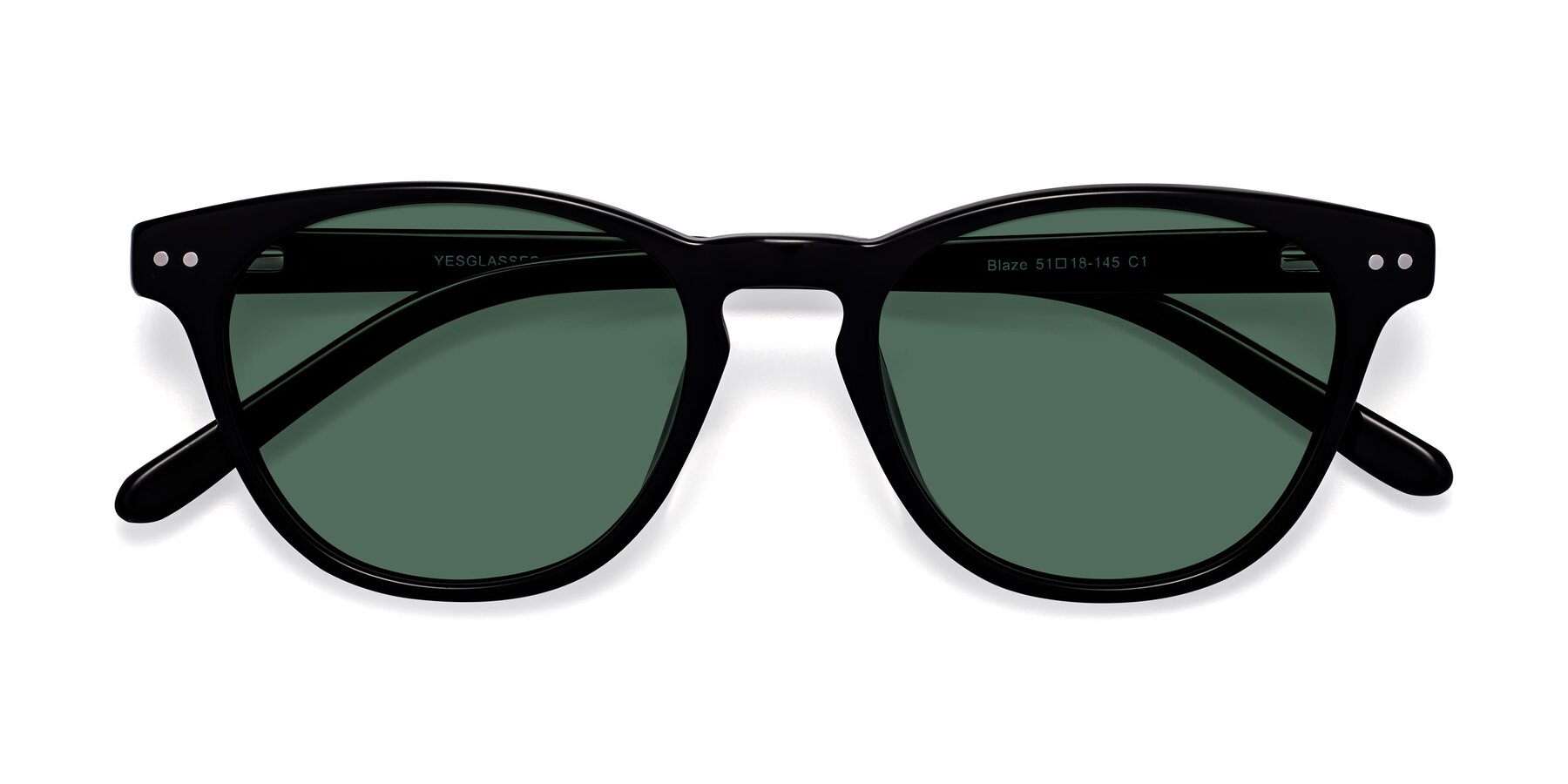 Folded Front of Blaze in Black with Green Polarized Lenses