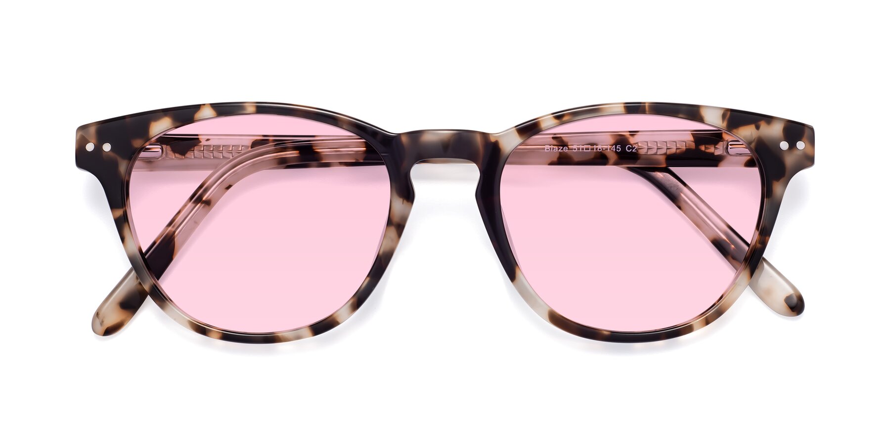 Folded Front of Blaze in Tortoise with Light Pink Tinted Lenses