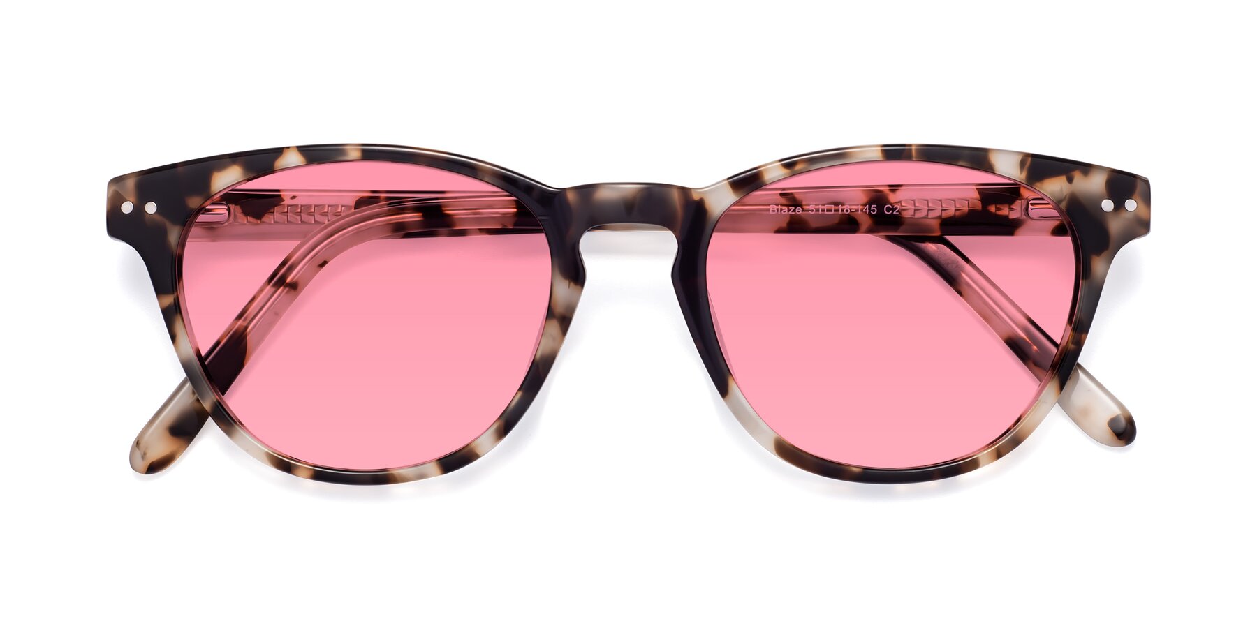 Folded Front of Blaze in Tortoise with Pink Tinted Lenses
