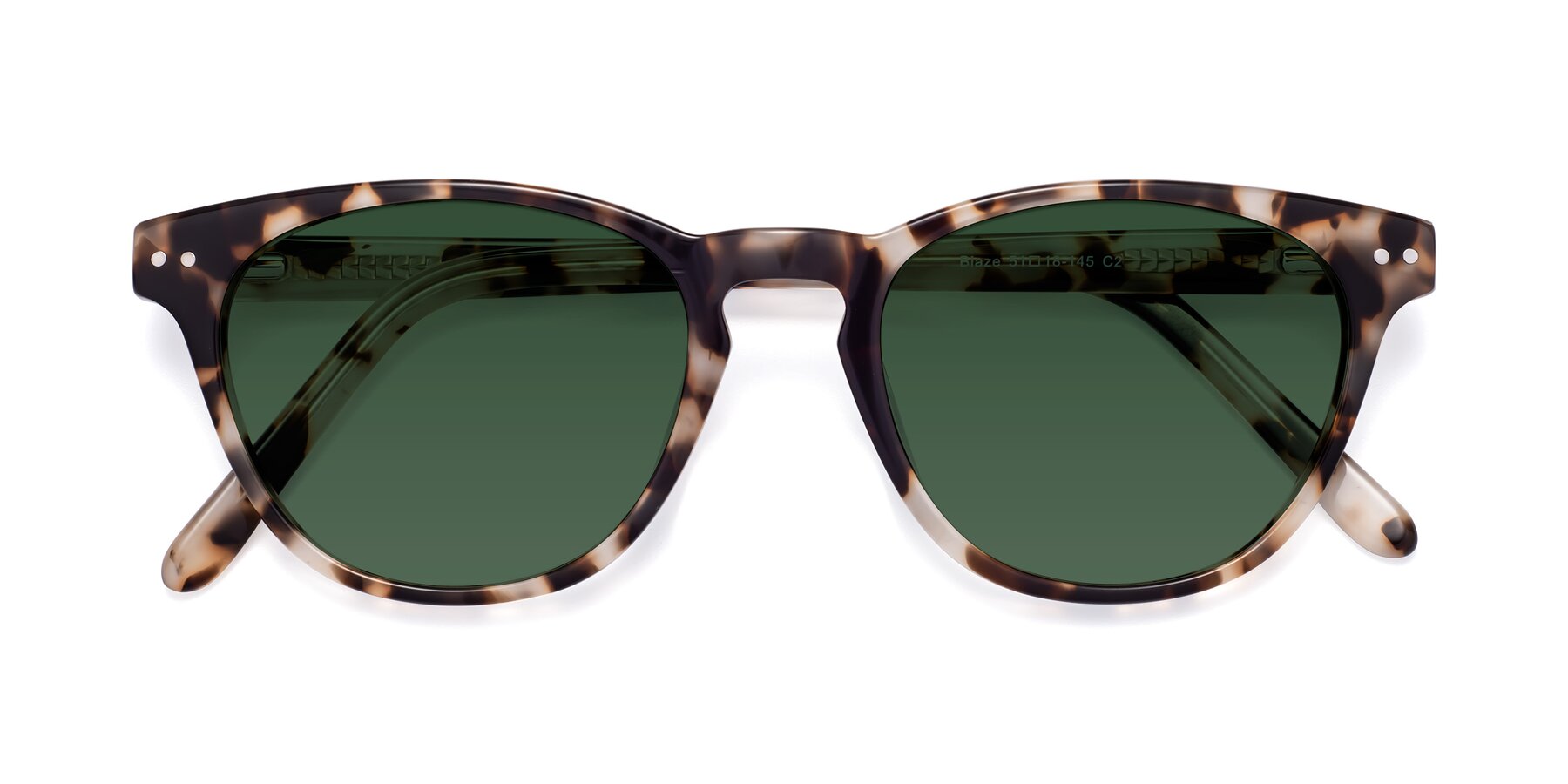 Folded Front of Blaze in Tortoise with Green Tinted Lenses