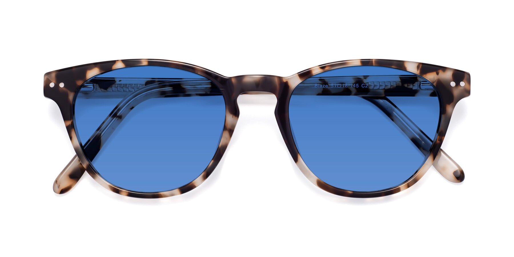 Folded Front of Blaze in Tortoise with Blue Tinted Lenses