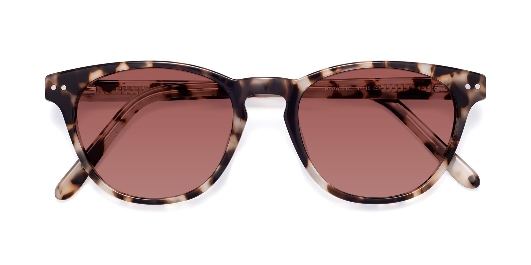 Folded Front of Blaze in Ivory Tortoise with Garnet Tinted Lenses