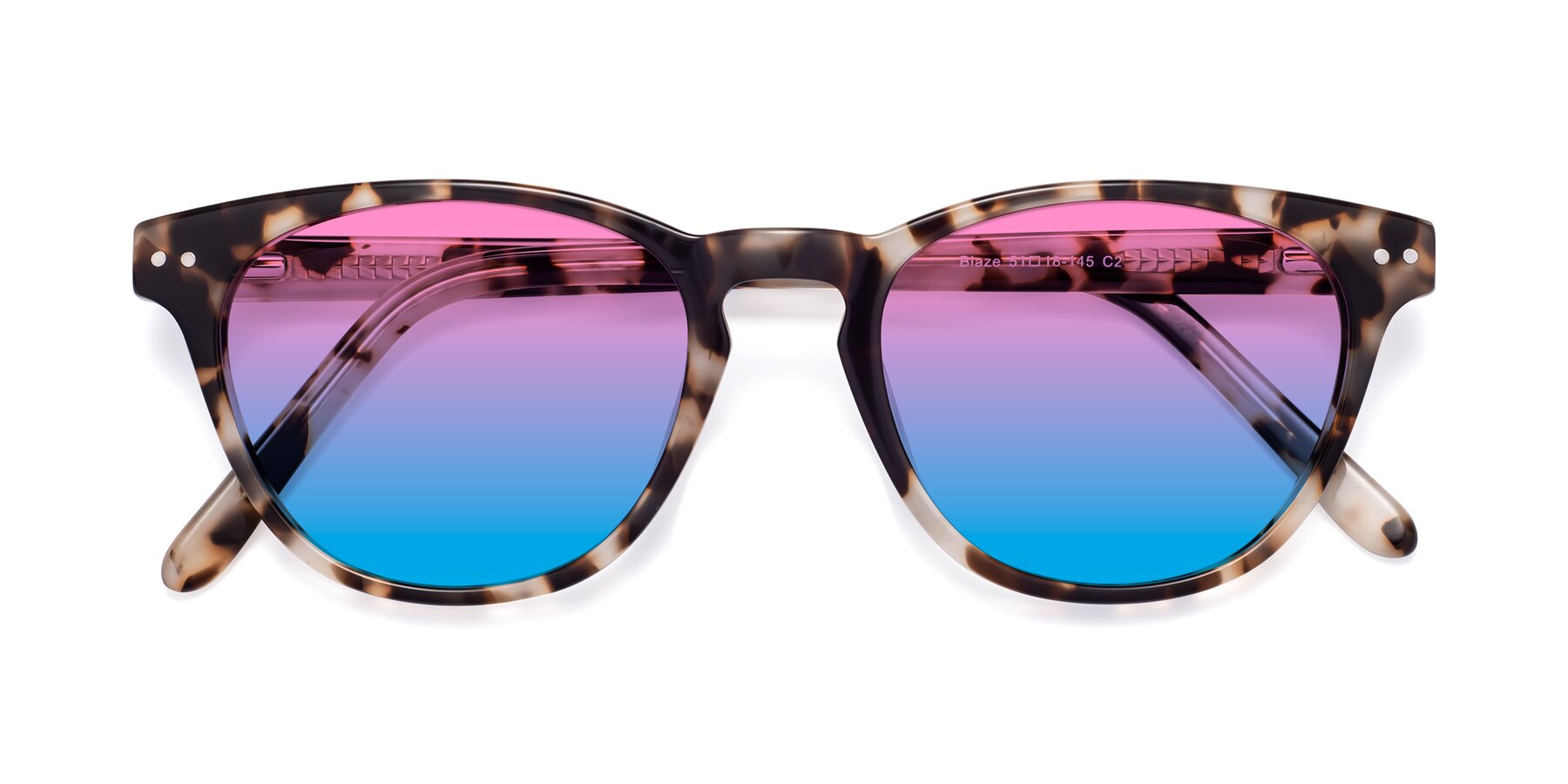 Folded Front of Blaze in Tortoise with Pink / Blue Gradient Lenses
