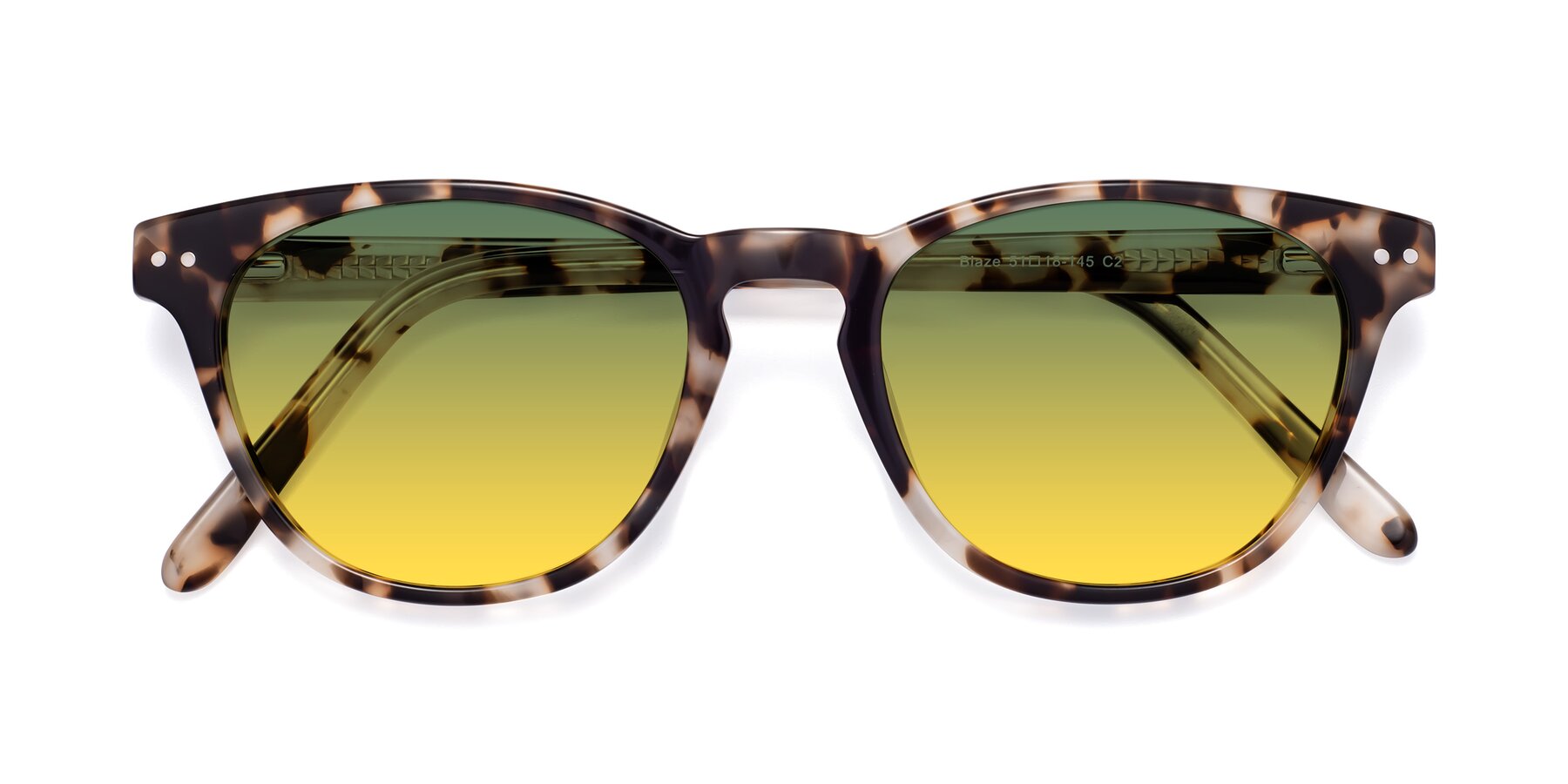 Folded Front of Blaze in Tortoise with Green / Yellow Gradient Lenses