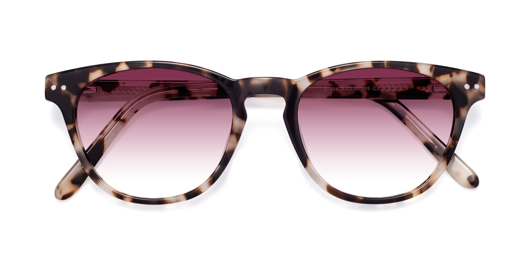 Folded Front of Blaze in Ivory Tortoise with Wine Gradient Lenses