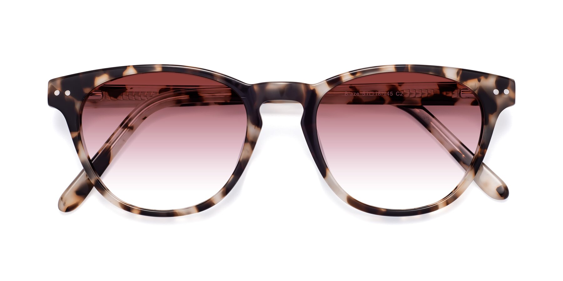 Folded Front of Blaze in Ivory Tortoise with Garnet Gradient Lenses