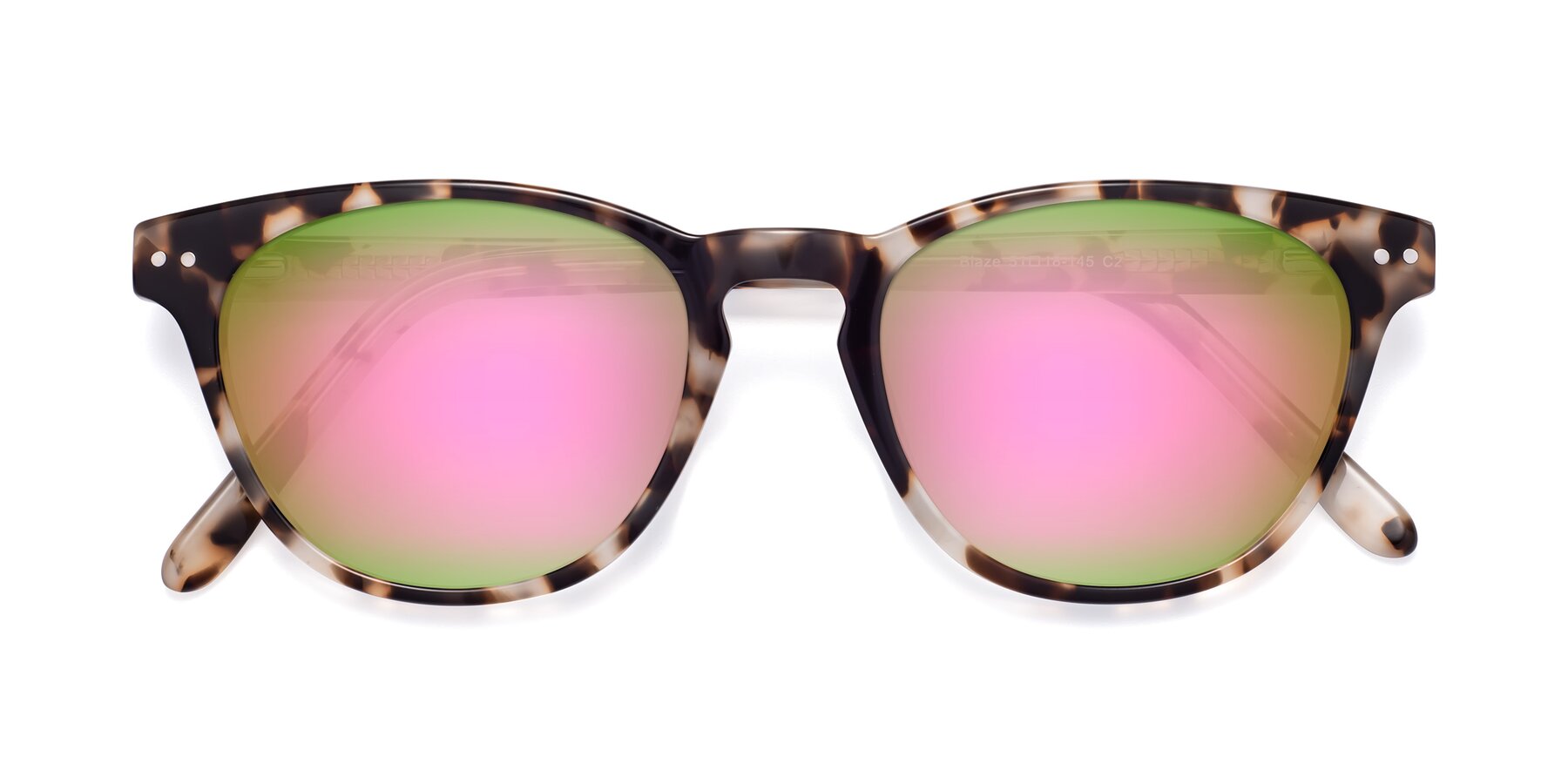 Folded Front of Blaze in Tortoise with Pink Mirrored Lenses