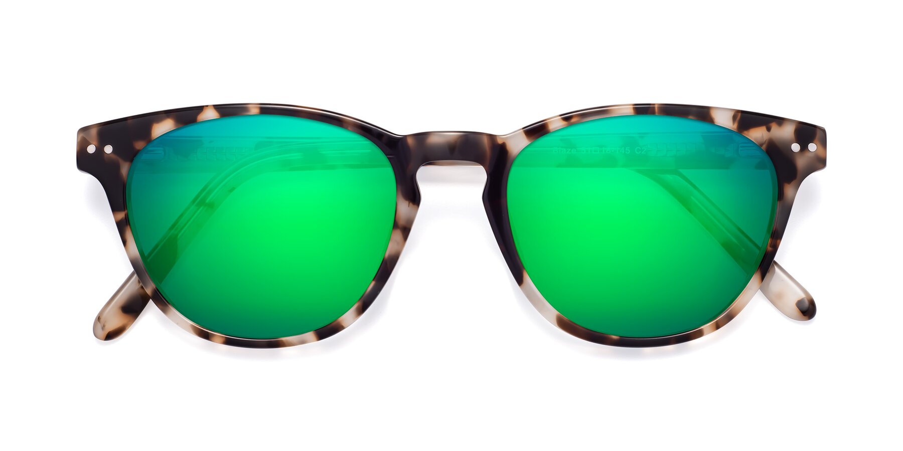 Folded Front of Blaze in Tortoise with Green Mirrored Lenses