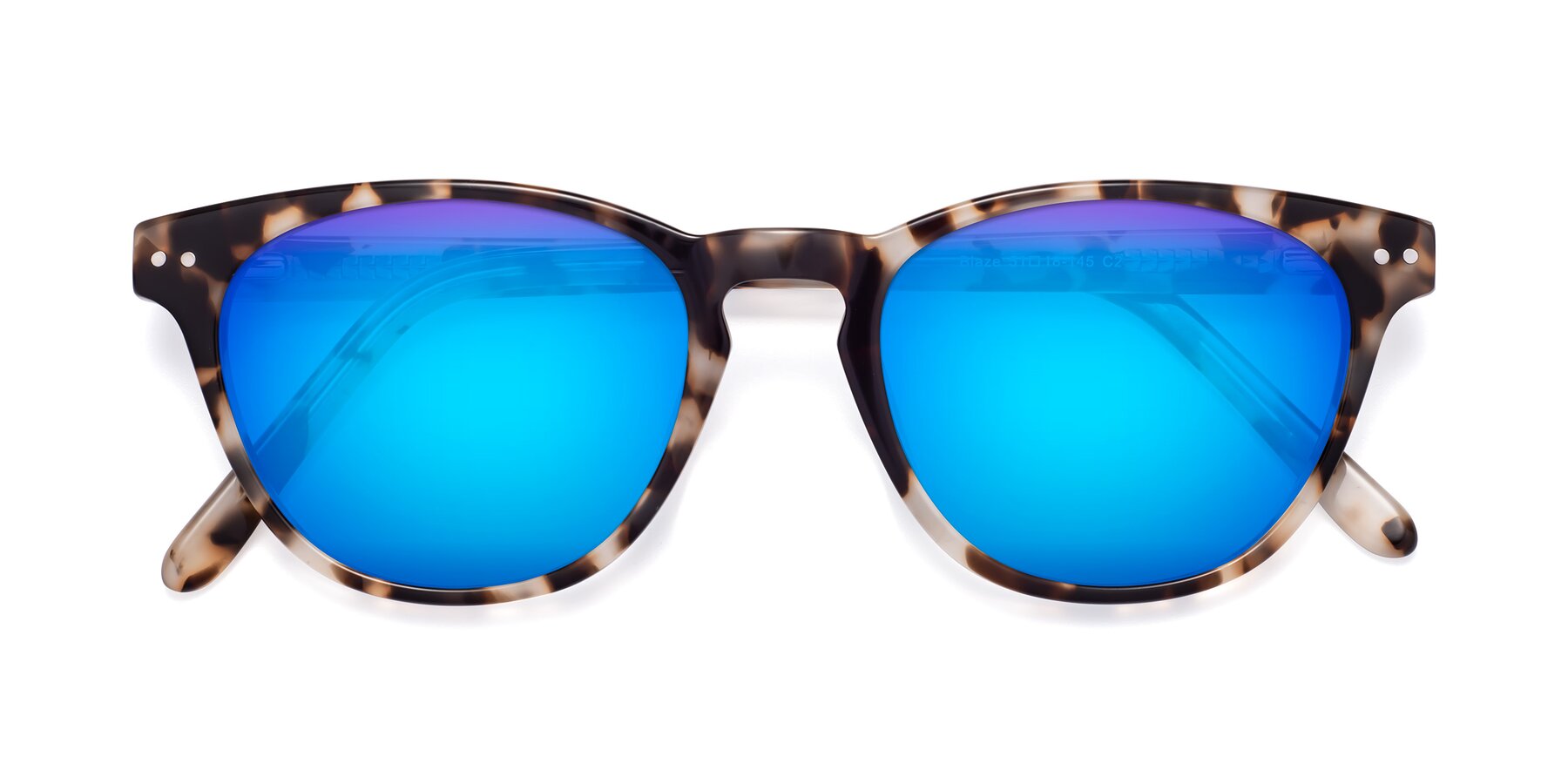 Folded Front of Blaze in Tortoise with Blue Mirrored Lenses