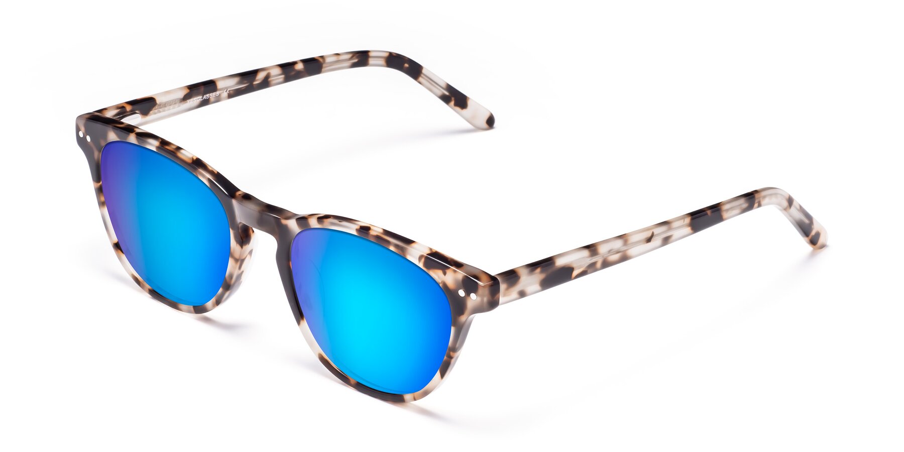Angle of Blaze in Tortoise with Blue Mirrored Lenses