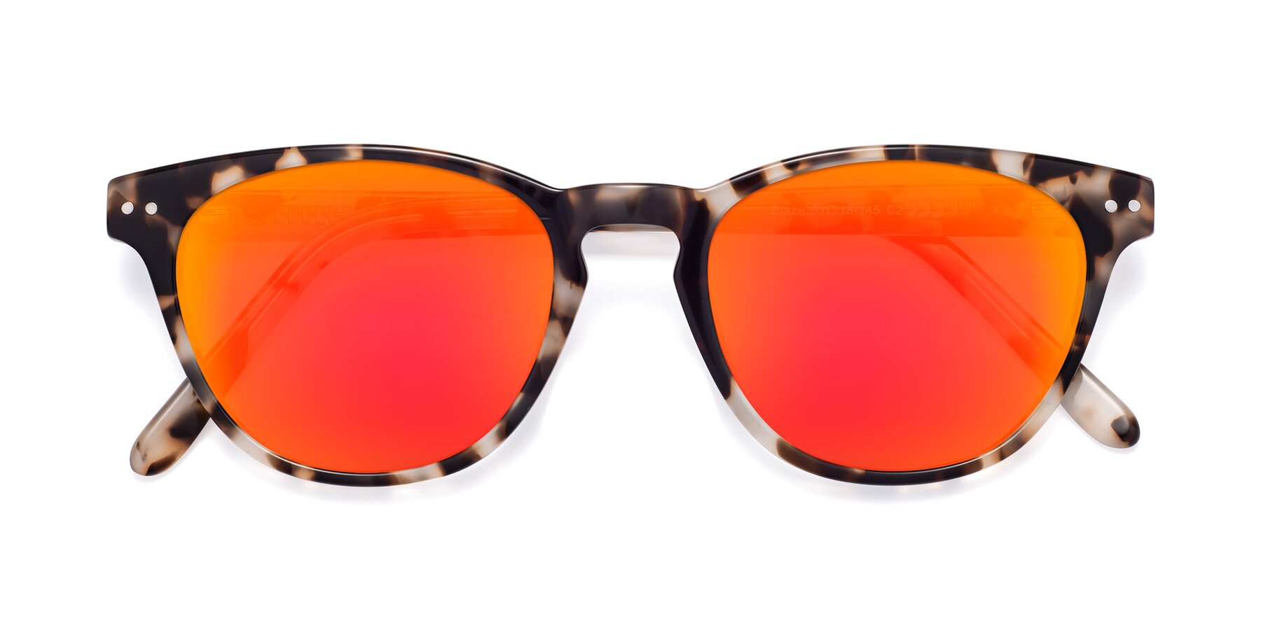 Folded Front of Blaze in Tortoise with Red Gold Mirrored Lenses