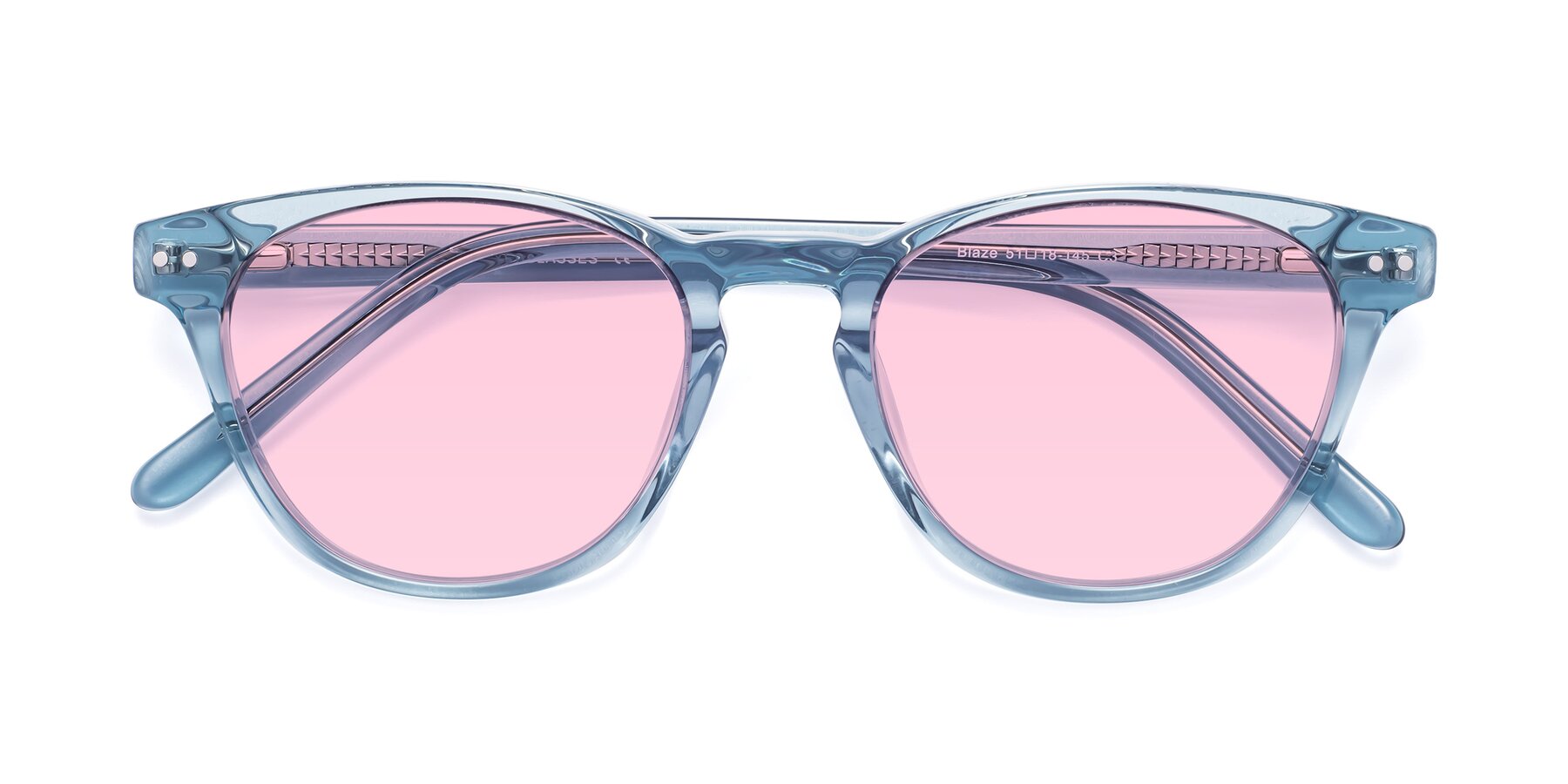 Folded Front of Blaze in Light Blue with Light Pink Tinted Lenses