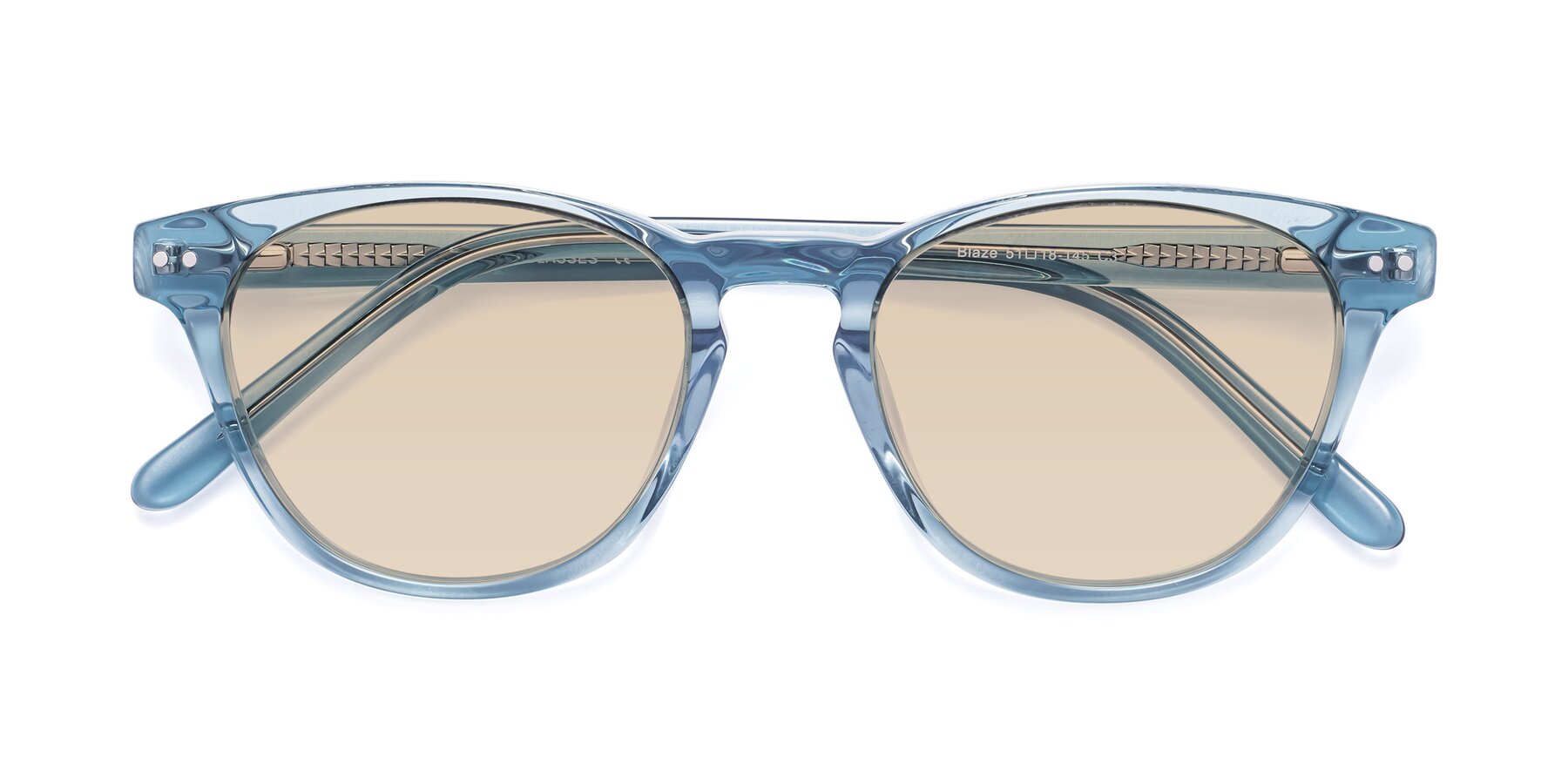 Folded Front of Blaze in Light Blue with Light Brown Tinted Lenses