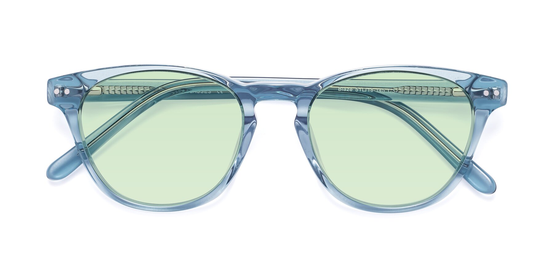 Folded Front of Blaze in Light Blue with Light Green Tinted Lenses