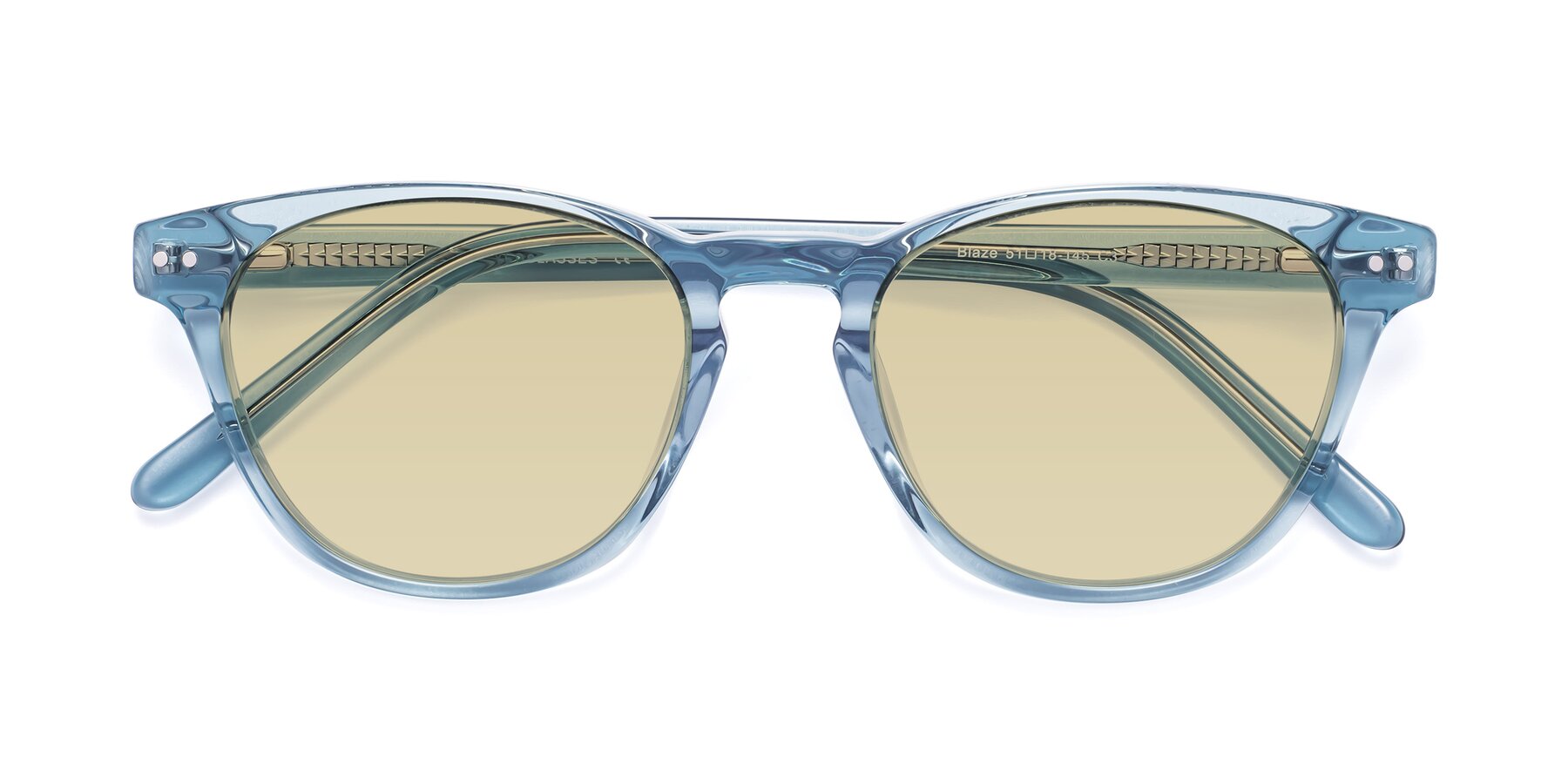 Folded Front of Blaze in Light Blue with Light Champagne Tinted Lenses