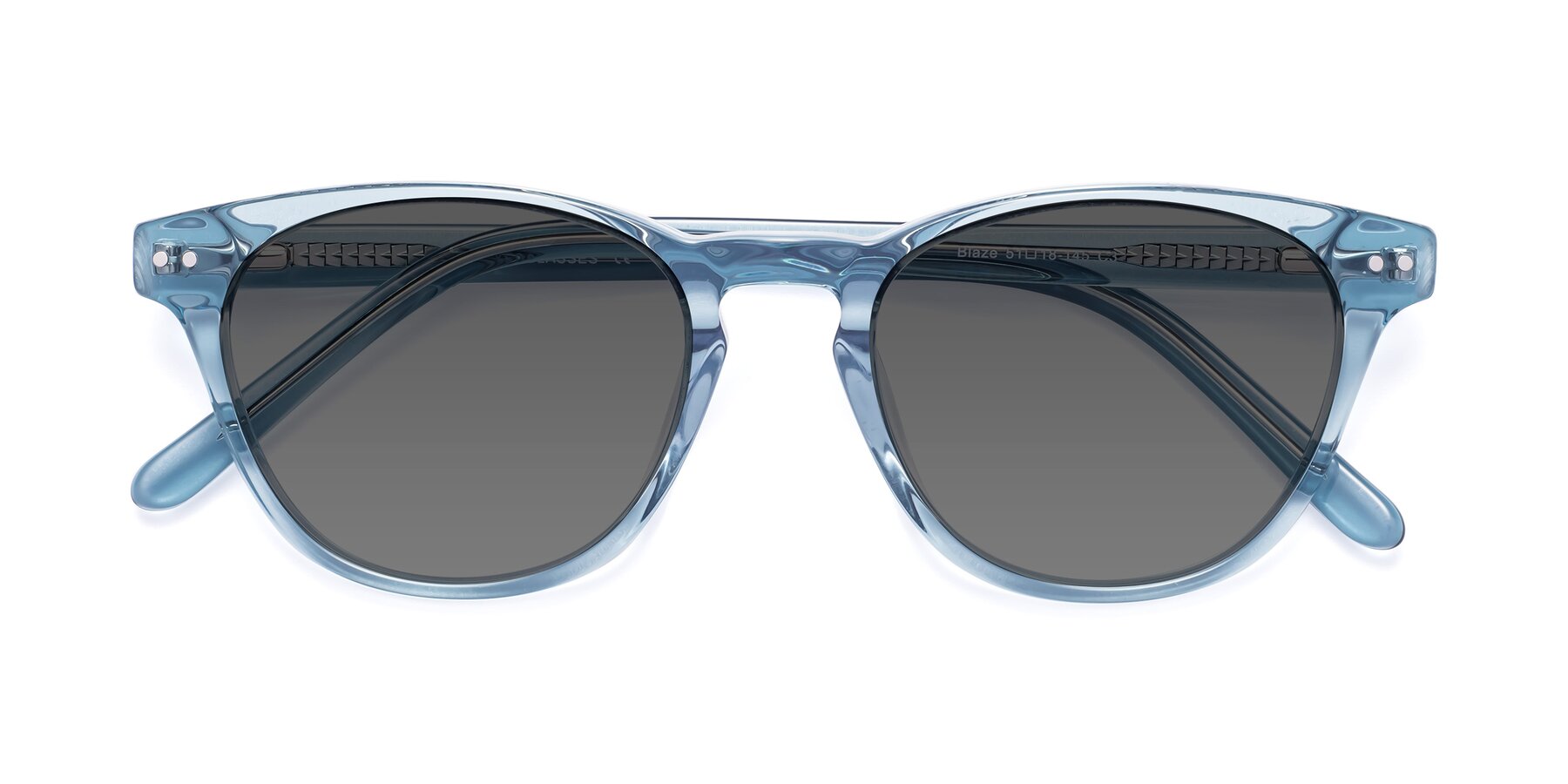 Folded Front of Blaze in Light Blue with Medium Gray Tinted Lenses