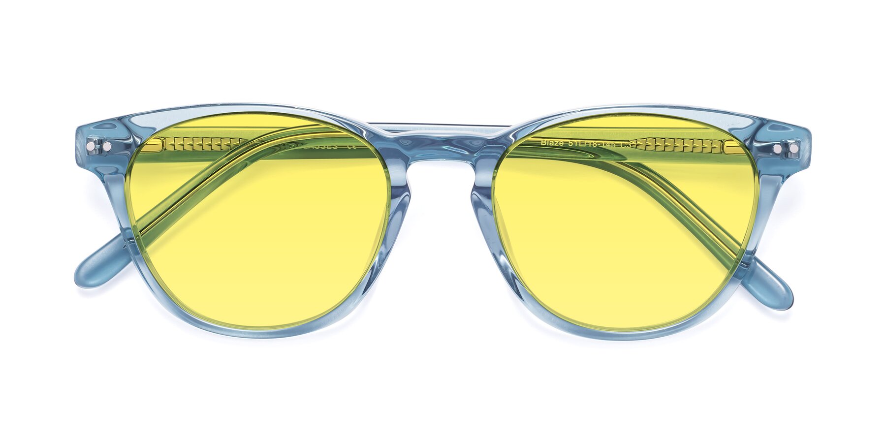Folded Front of Blaze in Light Blue with Medium Yellow Tinted Lenses