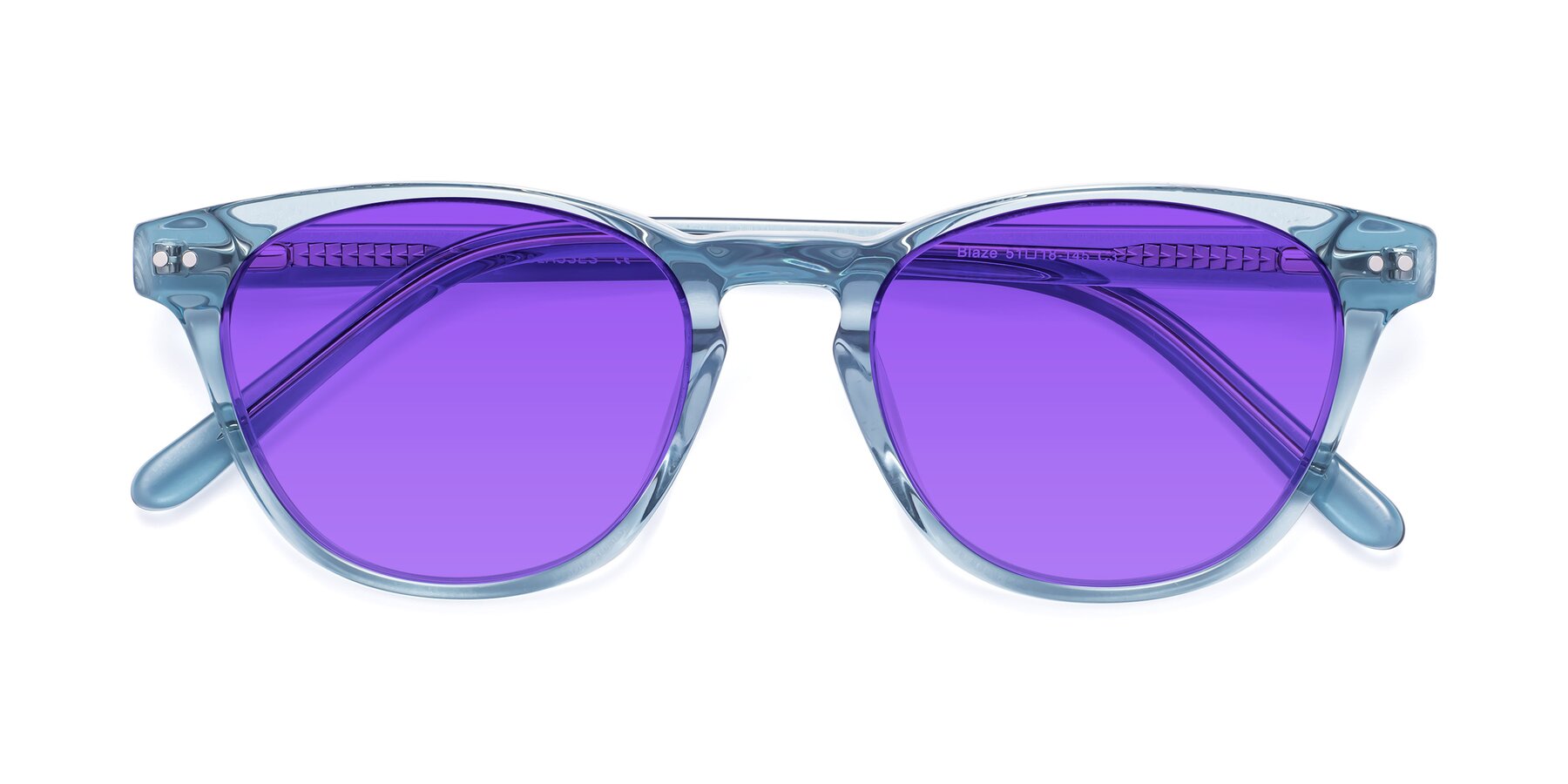 Folded Front of Blaze in Light Blue with Purple Tinted Lenses
